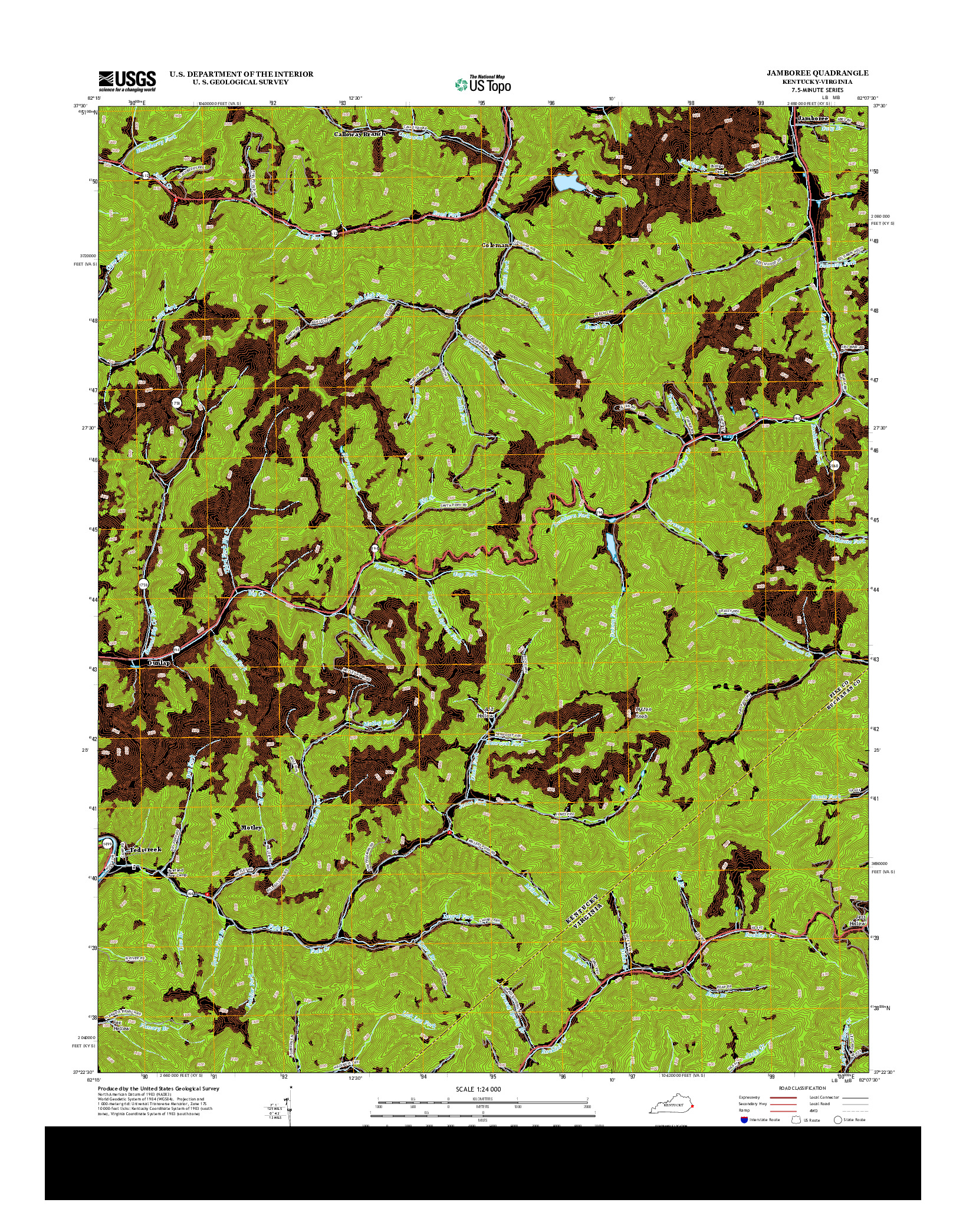 USGS US TOPO 7.5-MINUTE MAP FOR JAMBOREE, KY-VA 2013