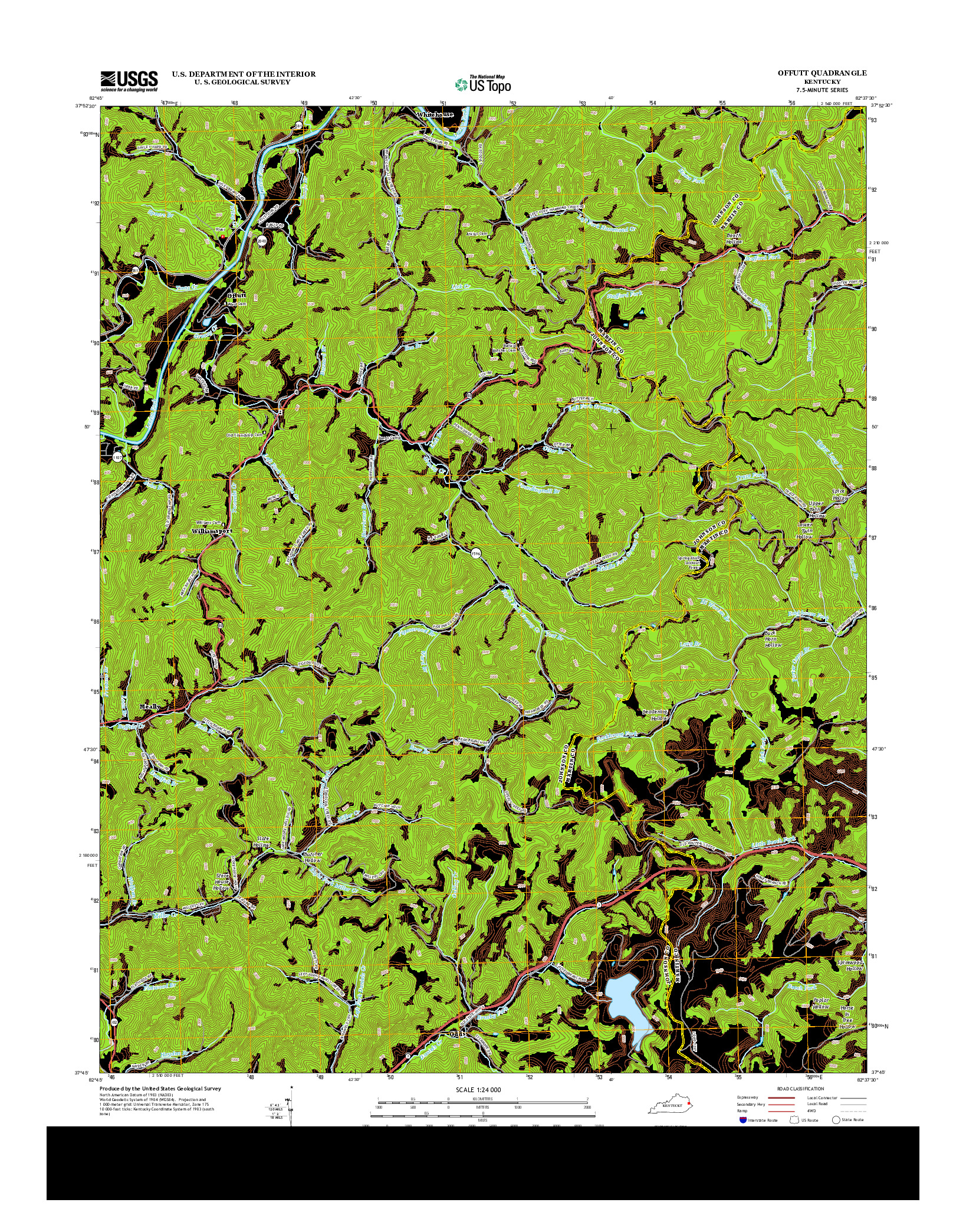 USGS US TOPO 7.5-MINUTE MAP FOR OFFUTT, KY 2013