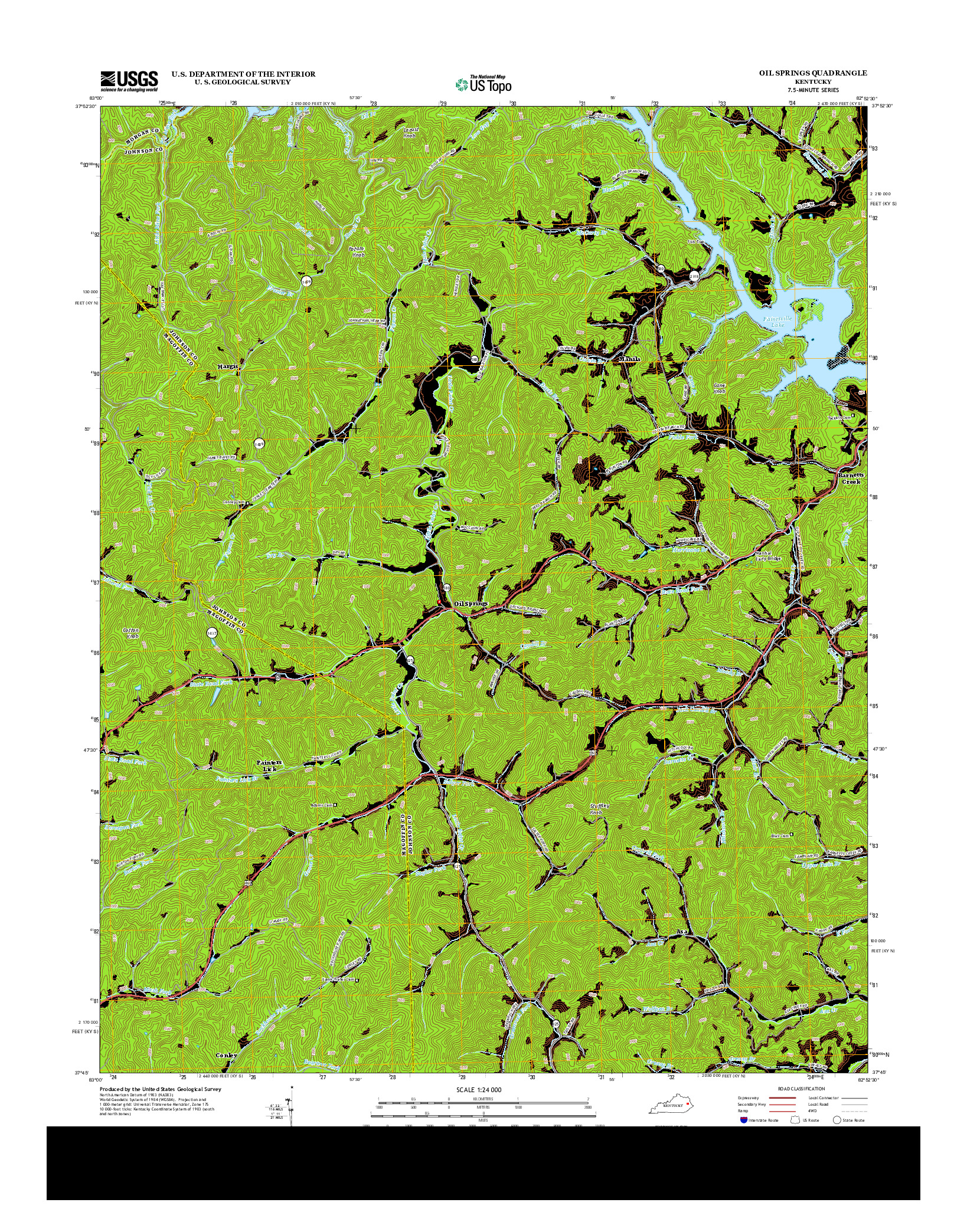 USGS US TOPO 7.5-MINUTE MAP FOR OIL SPRINGS, KY 2013