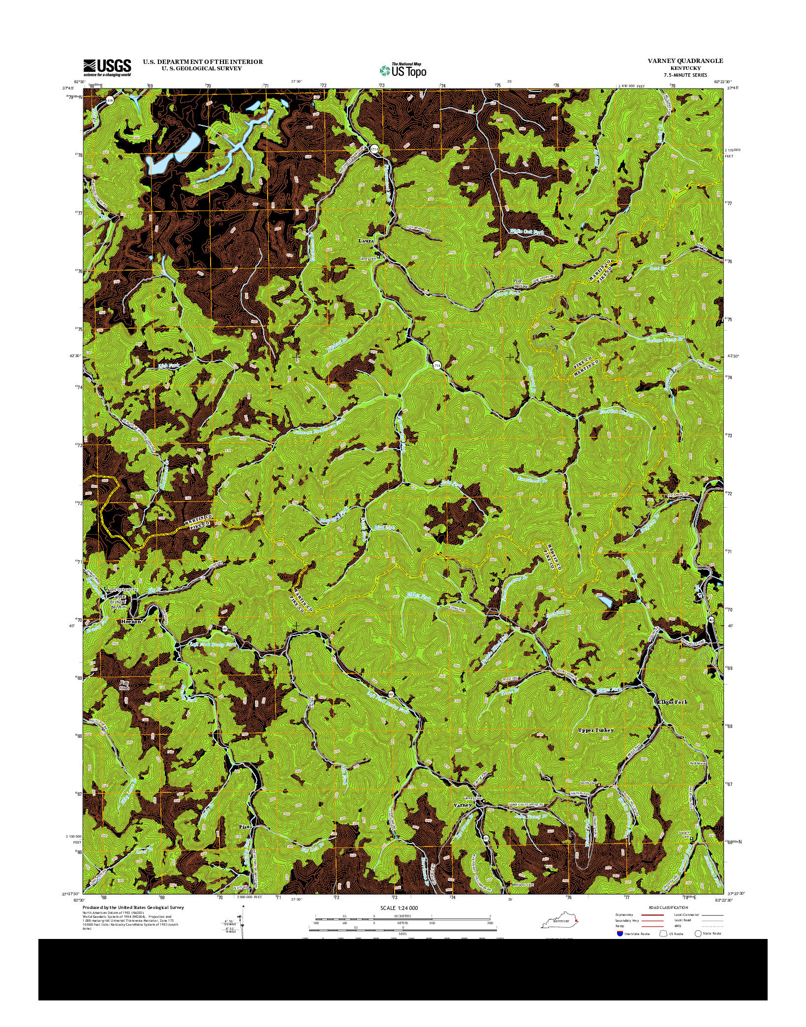 USGS US TOPO 7.5-MINUTE MAP FOR VARNEY, KY 2013