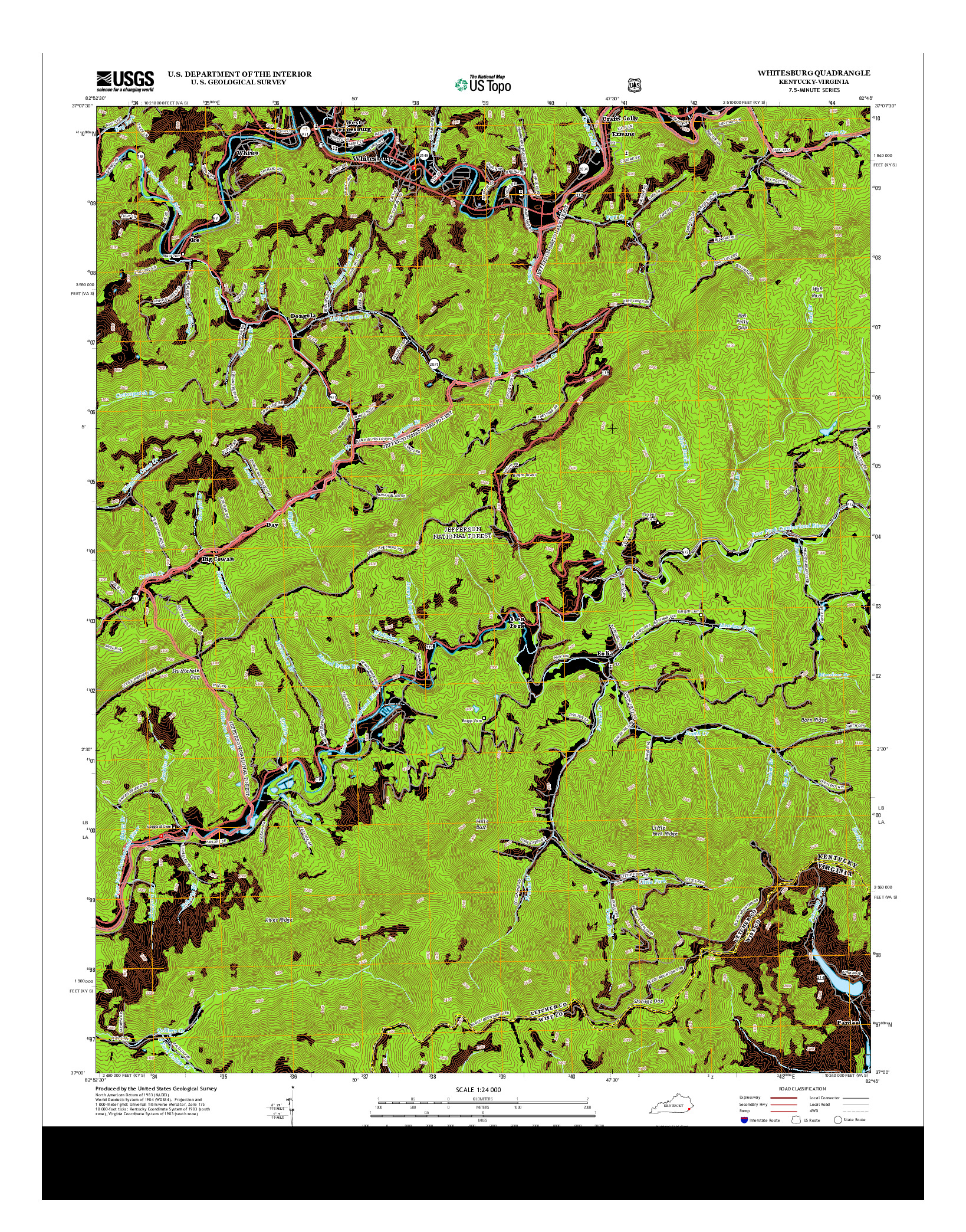 USGS US TOPO 7.5-MINUTE MAP FOR WHITESBURG, KY-VA 2013
