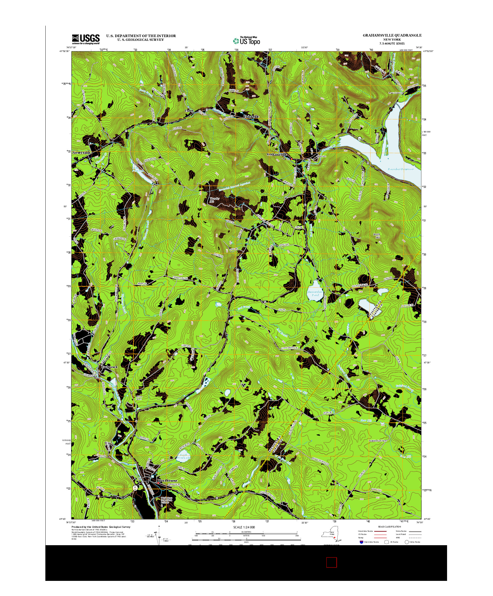 USGS US TOPO 7.5-MINUTE MAP FOR GRAHAMSVILLE, NY 2013