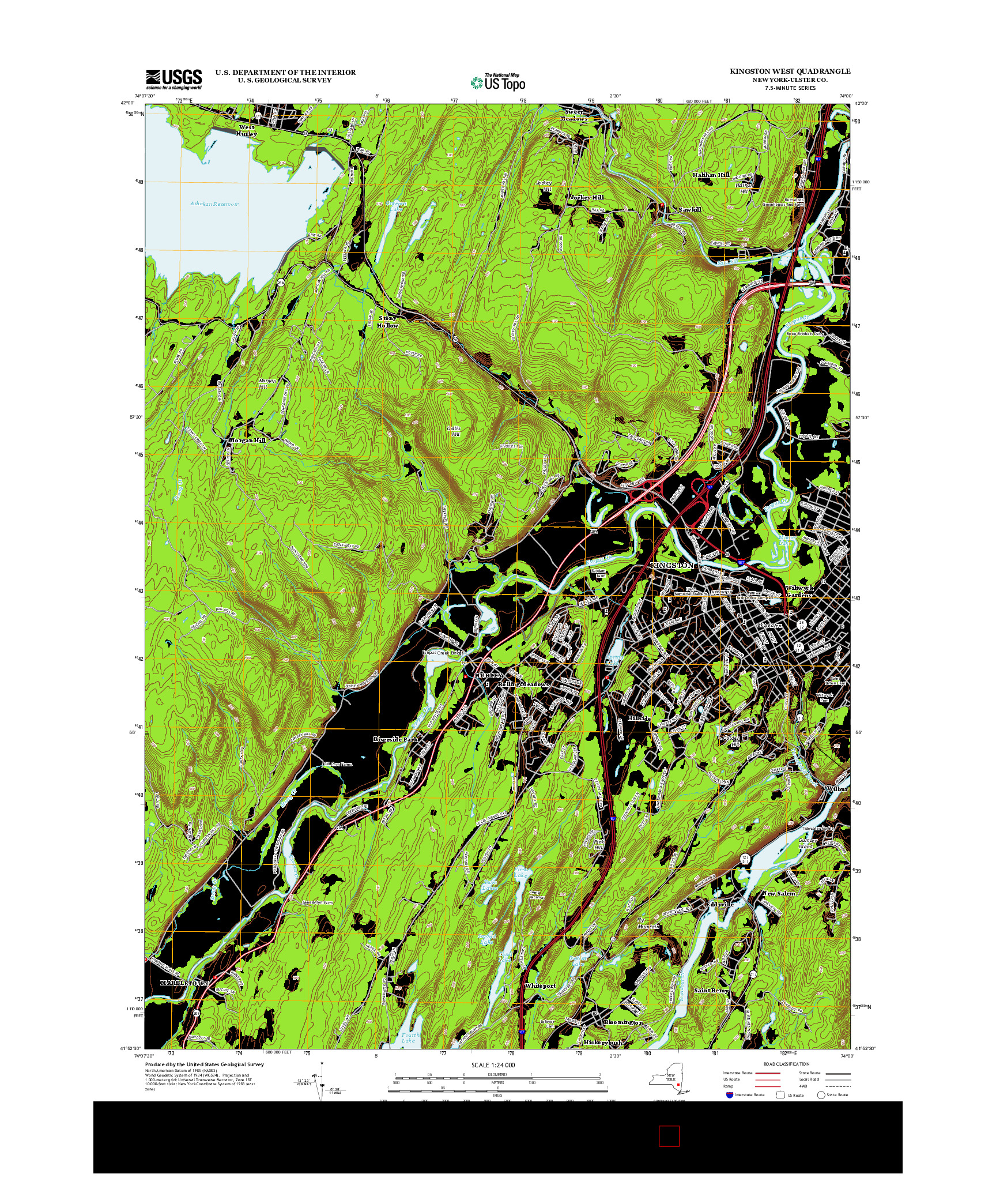 USGS US TOPO 7.5-MINUTE MAP FOR KINGSTON WEST, NY 2013