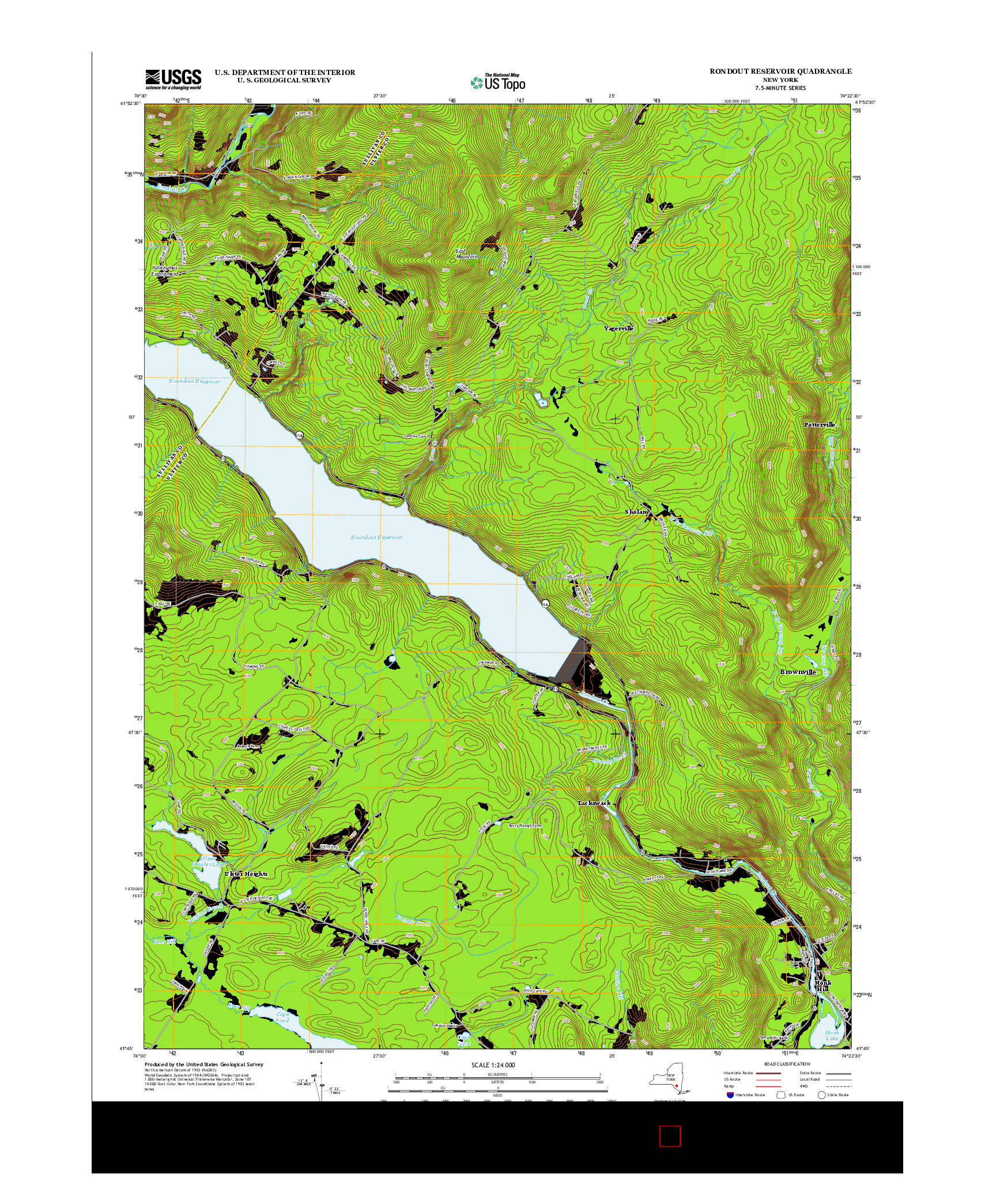 USGS US TOPO 7.5-MINUTE MAP FOR RONDOUT RESERVOIR, NY 2013