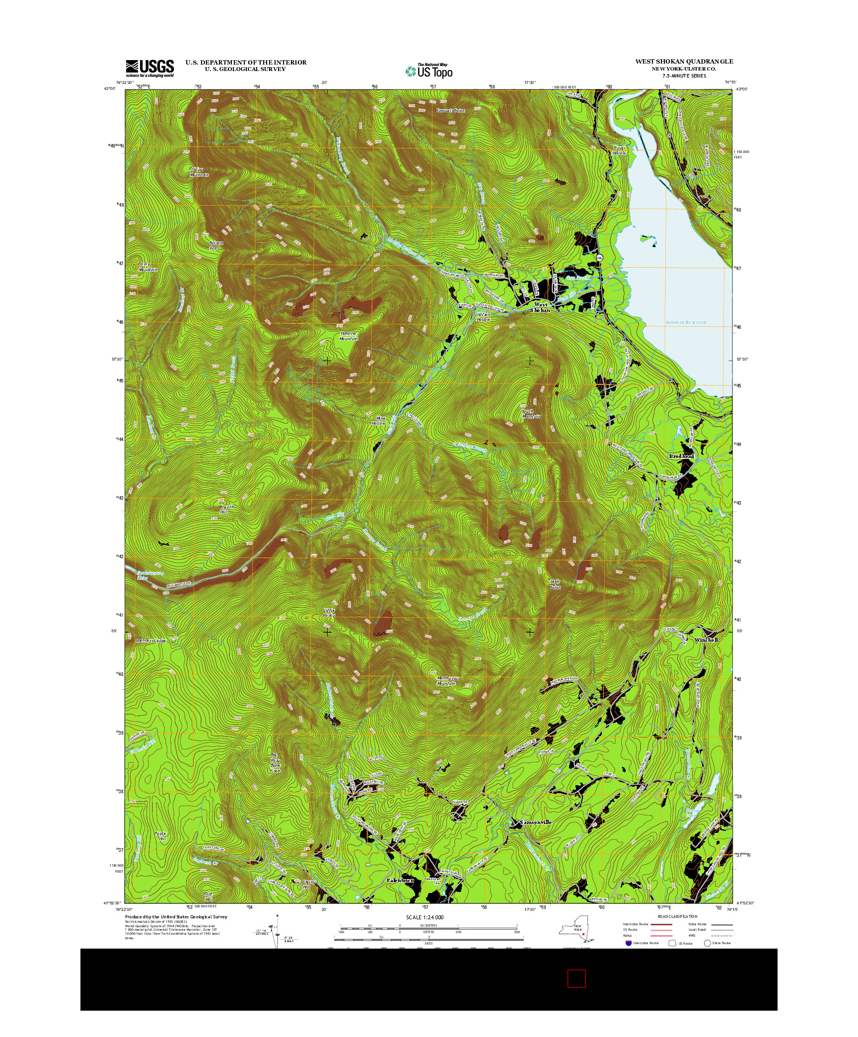 USGS US TOPO 7.5-MINUTE MAP FOR WEST SHOKAN, NY 2013