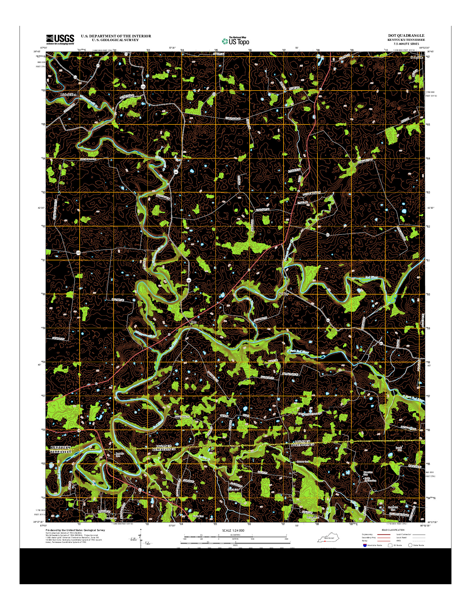 USGS US TOPO 7.5-MINUTE MAP FOR DOT, KY-TN 2013