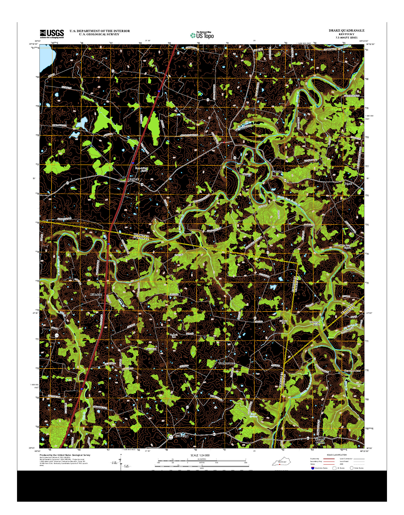 USGS US TOPO 7.5-MINUTE MAP FOR DRAKE, KY 2013