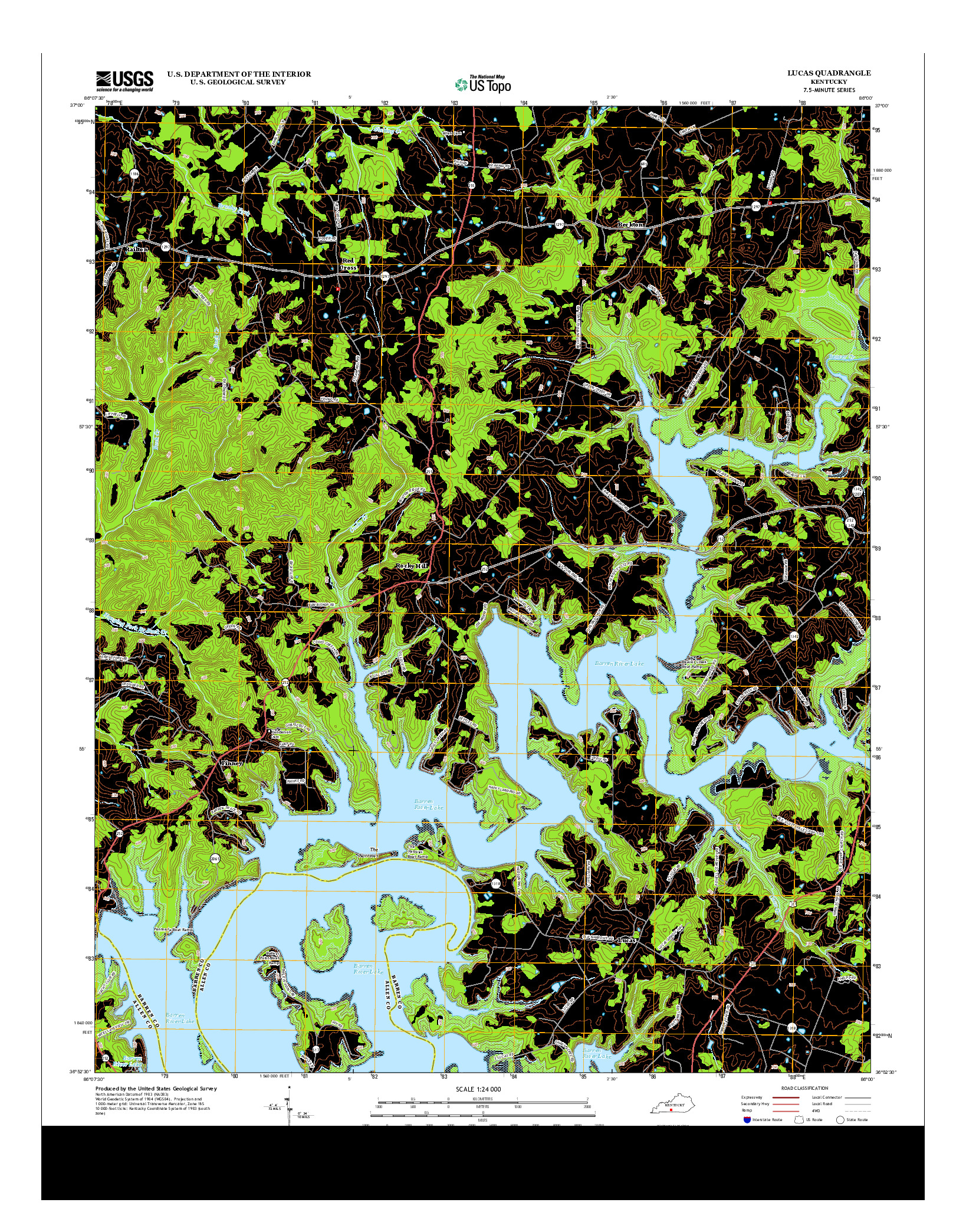 USGS US TOPO 7.5-MINUTE MAP FOR LUCAS, KY 2013