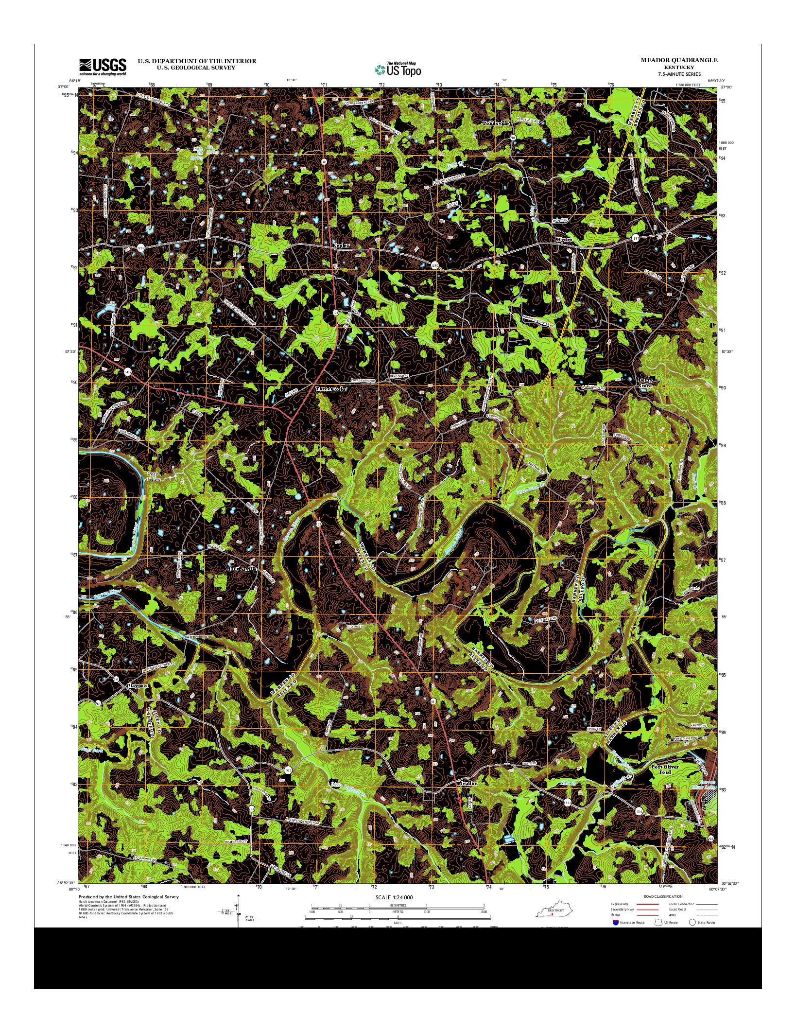 USGS US TOPO 7.5-MINUTE MAP FOR MEADOR, KY 2013