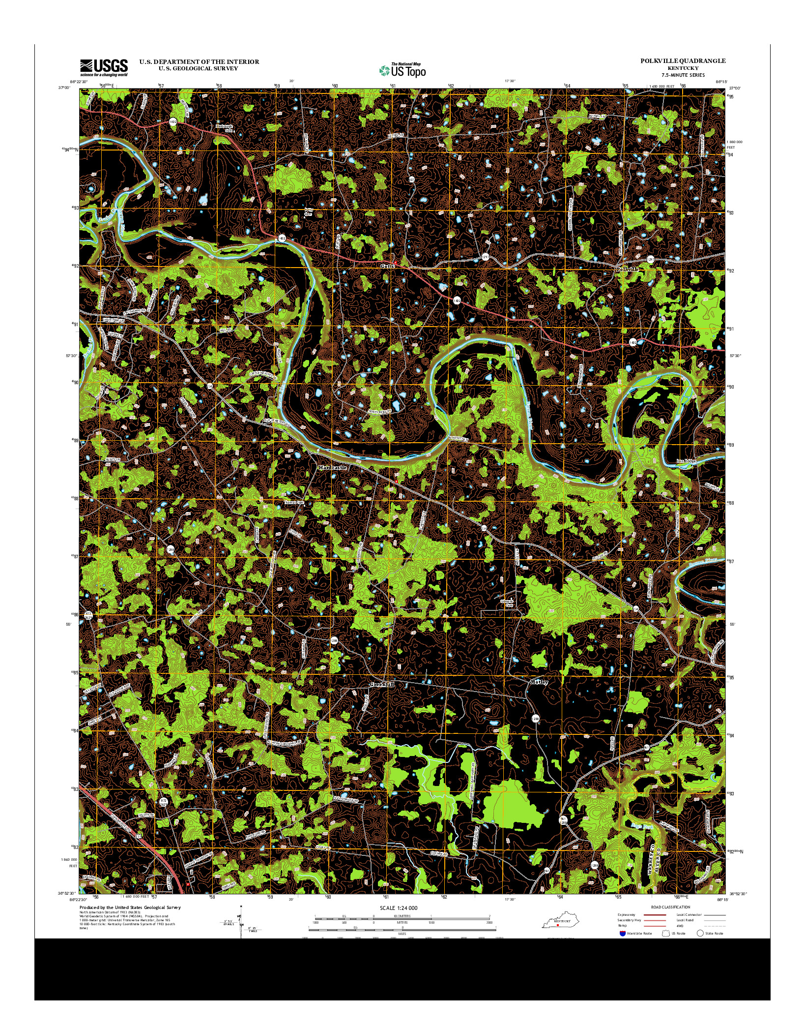 USGS US TOPO 7.5-MINUTE MAP FOR POLKVILLE, KY 2013