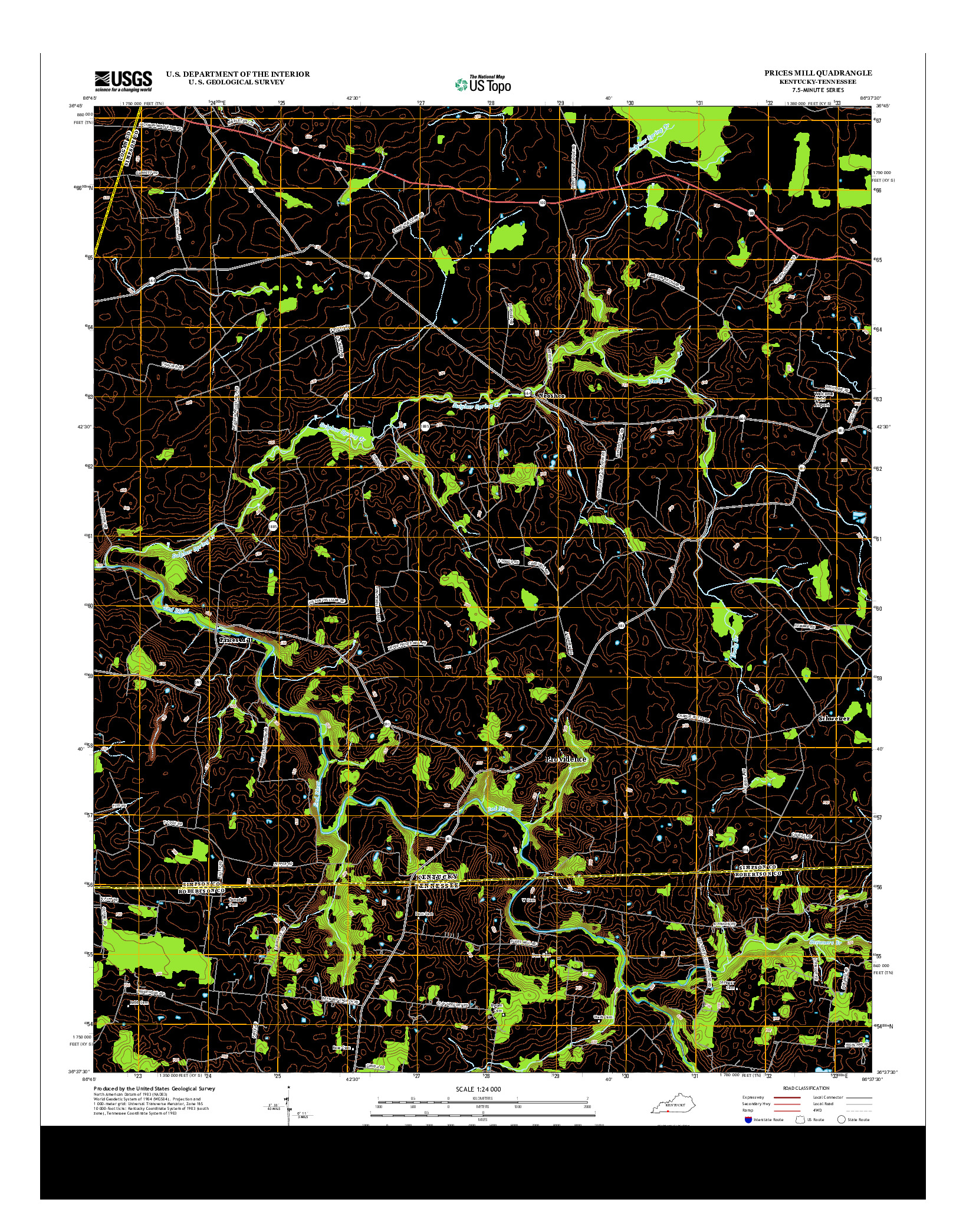 USGS US TOPO 7.5-MINUTE MAP FOR PRICES MILL, KY-TN 2013