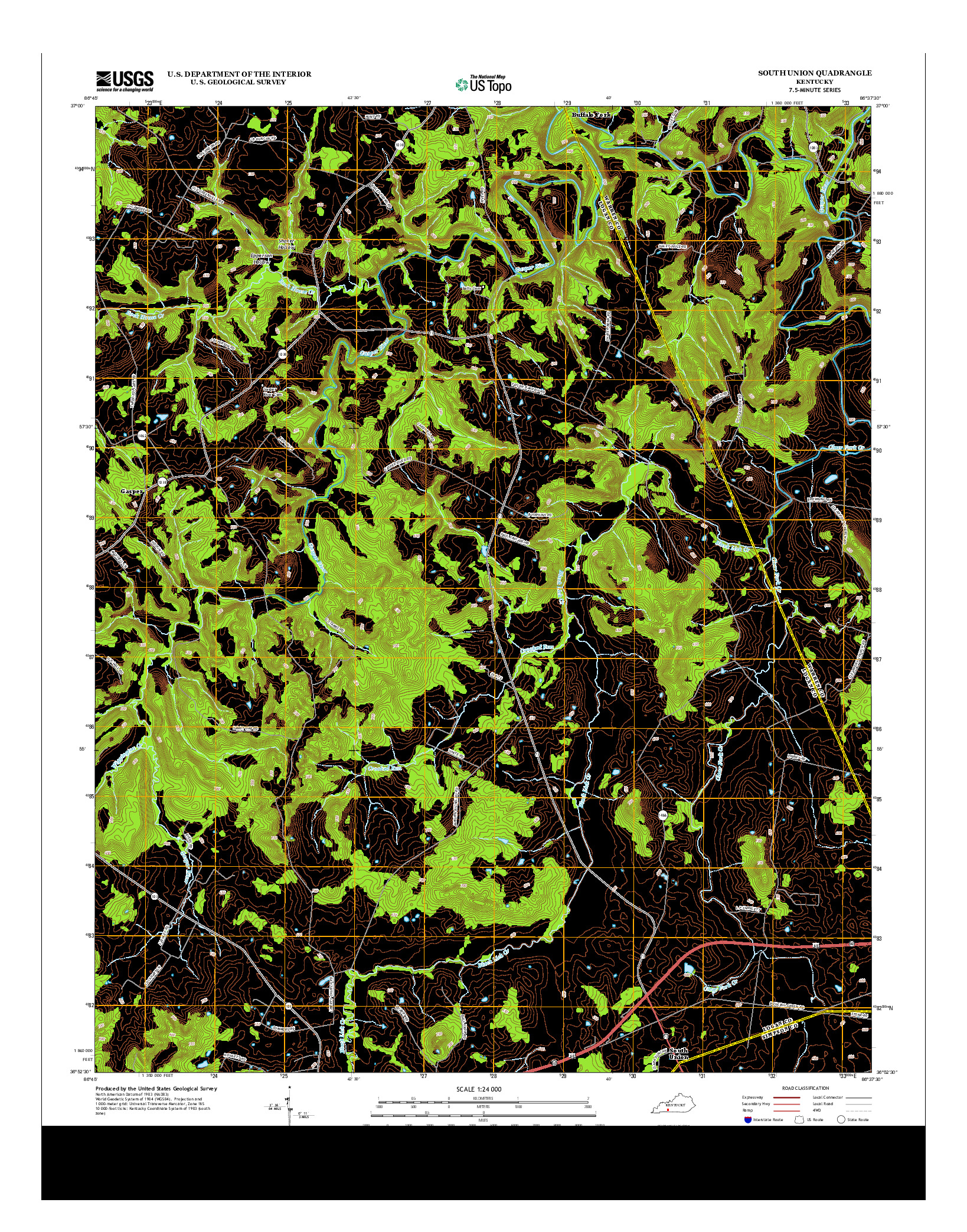 USGS US TOPO 7.5-MINUTE MAP FOR SOUTH UNION, KY 2013