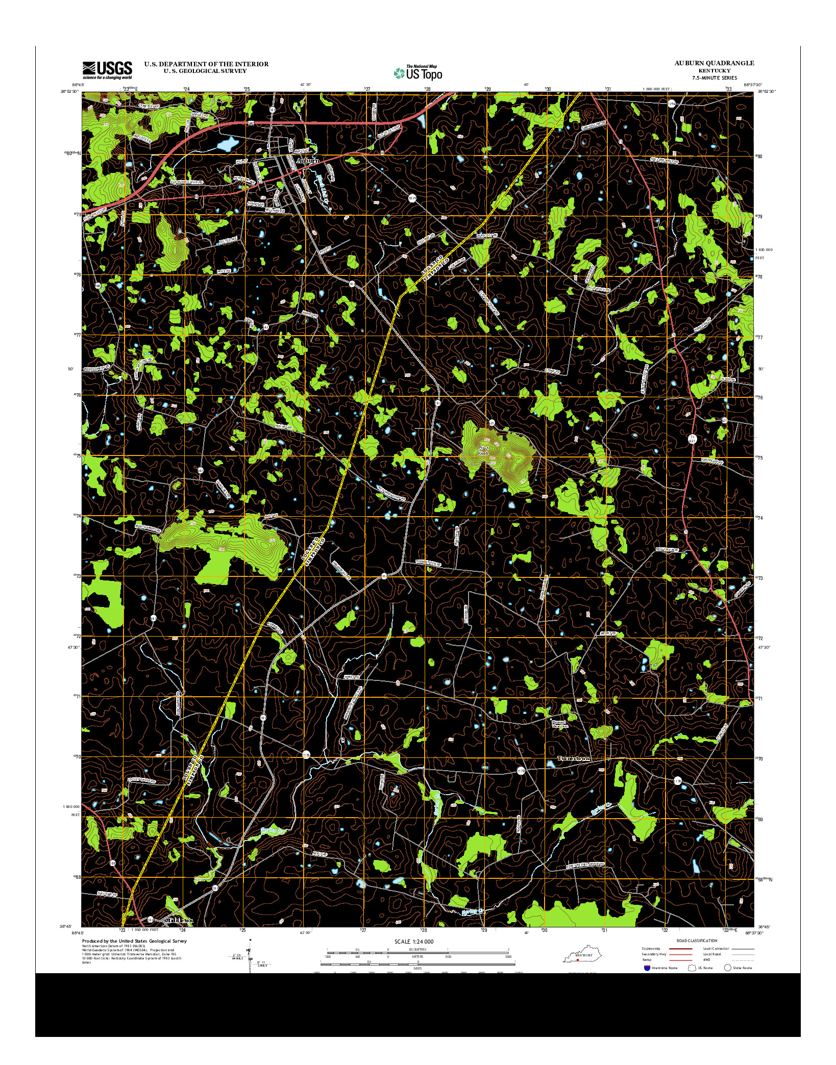 USGS US TOPO 7.5-MINUTE MAP FOR AUBURN, KY 2013