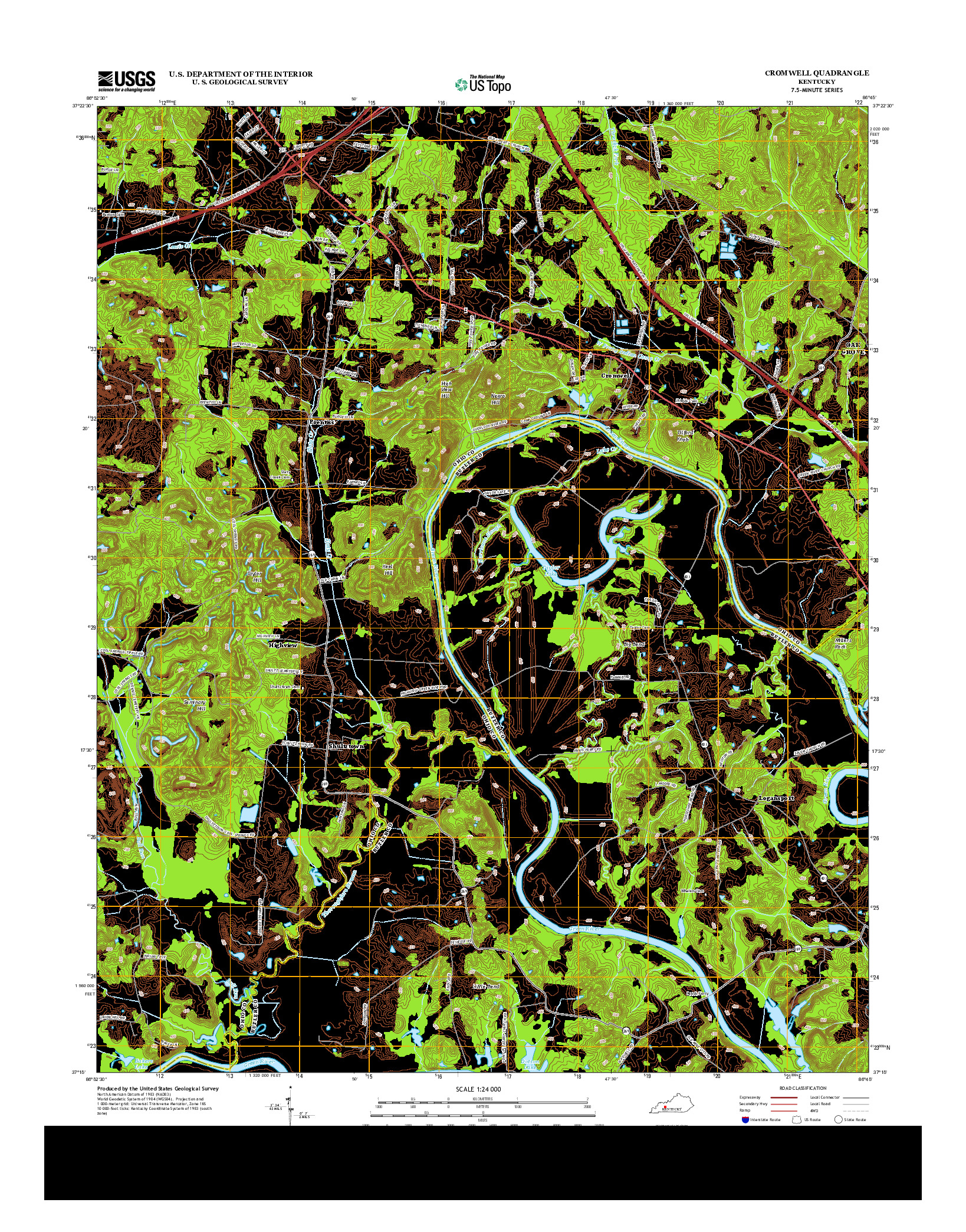 USGS US TOPO 7.5-MINUTE MAP FOR CROMWELL, KY 2013