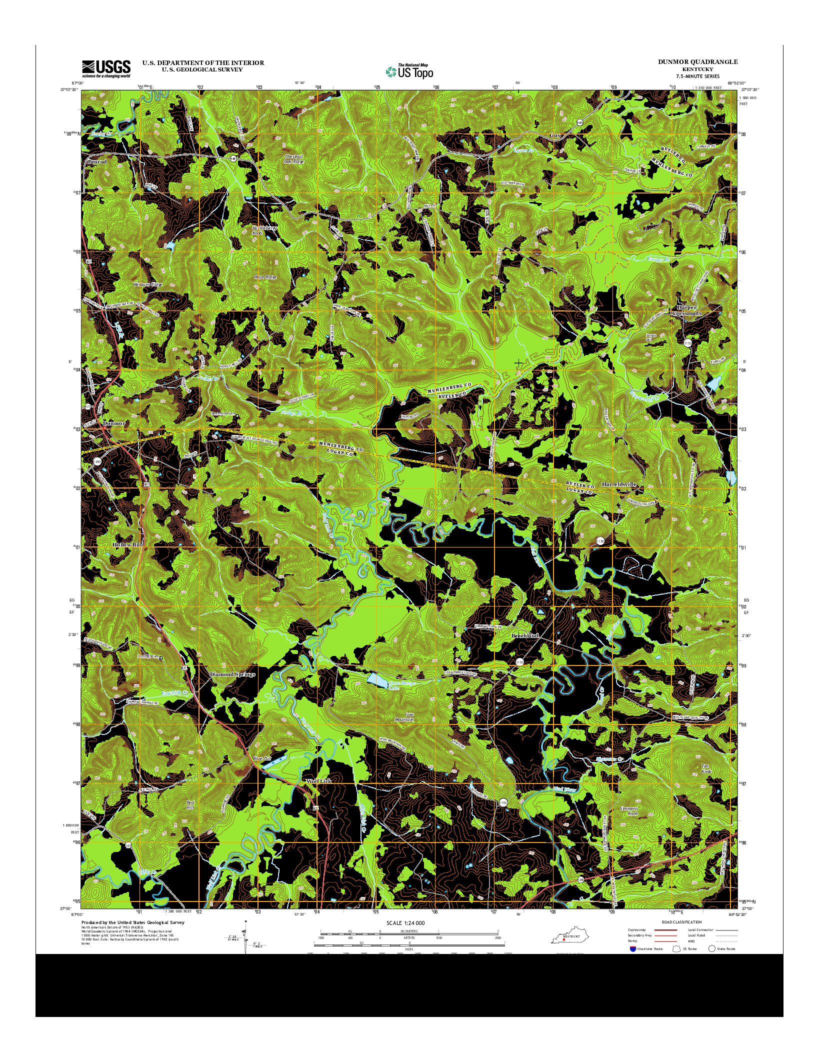 USGS US TOPO 7.5-MINUTE MAP FOR DUNMOR, KY 2013