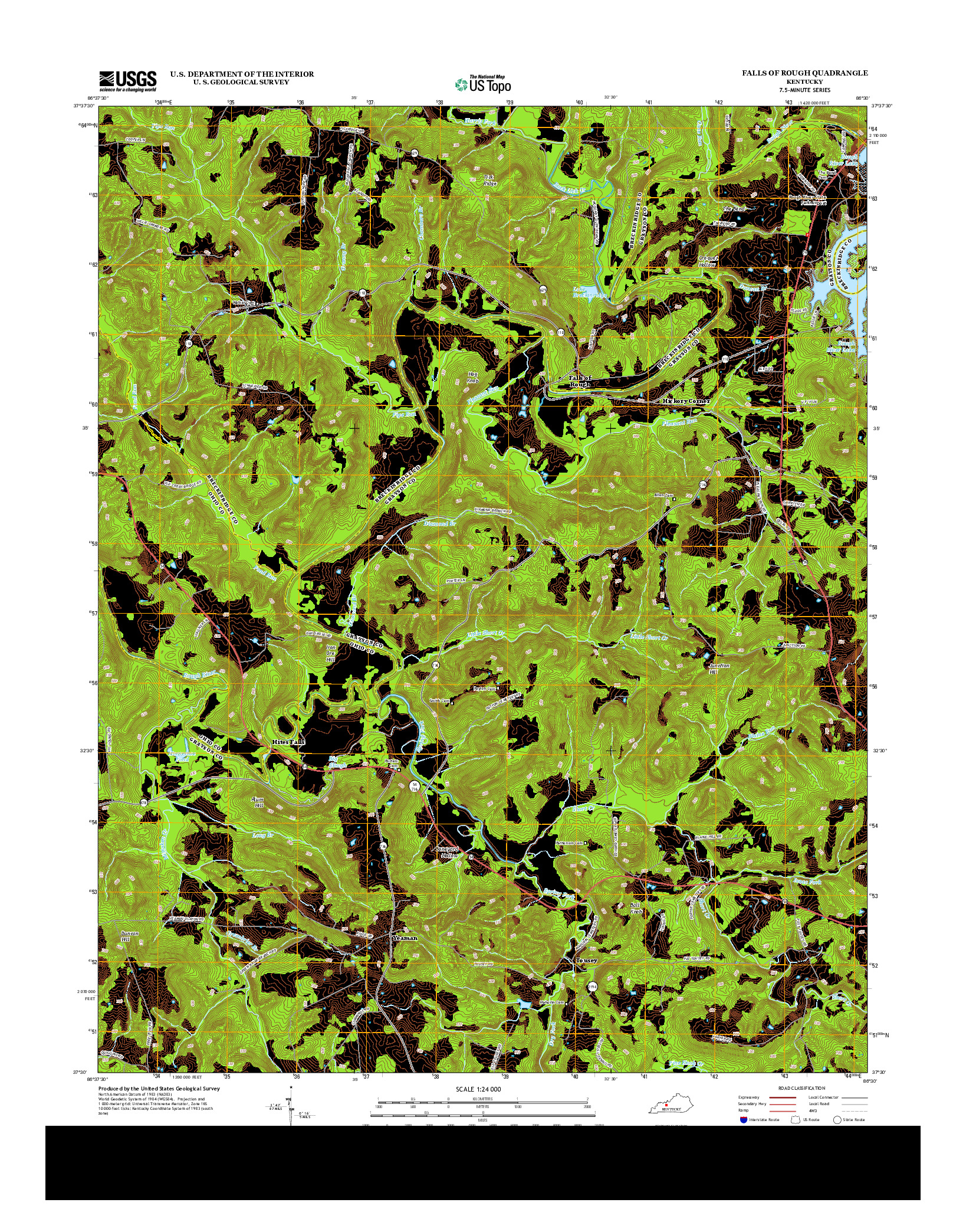 USGS US TOPO 7.5-MINUTE MAP FOR FALLS OF ROUGH, KY 2013