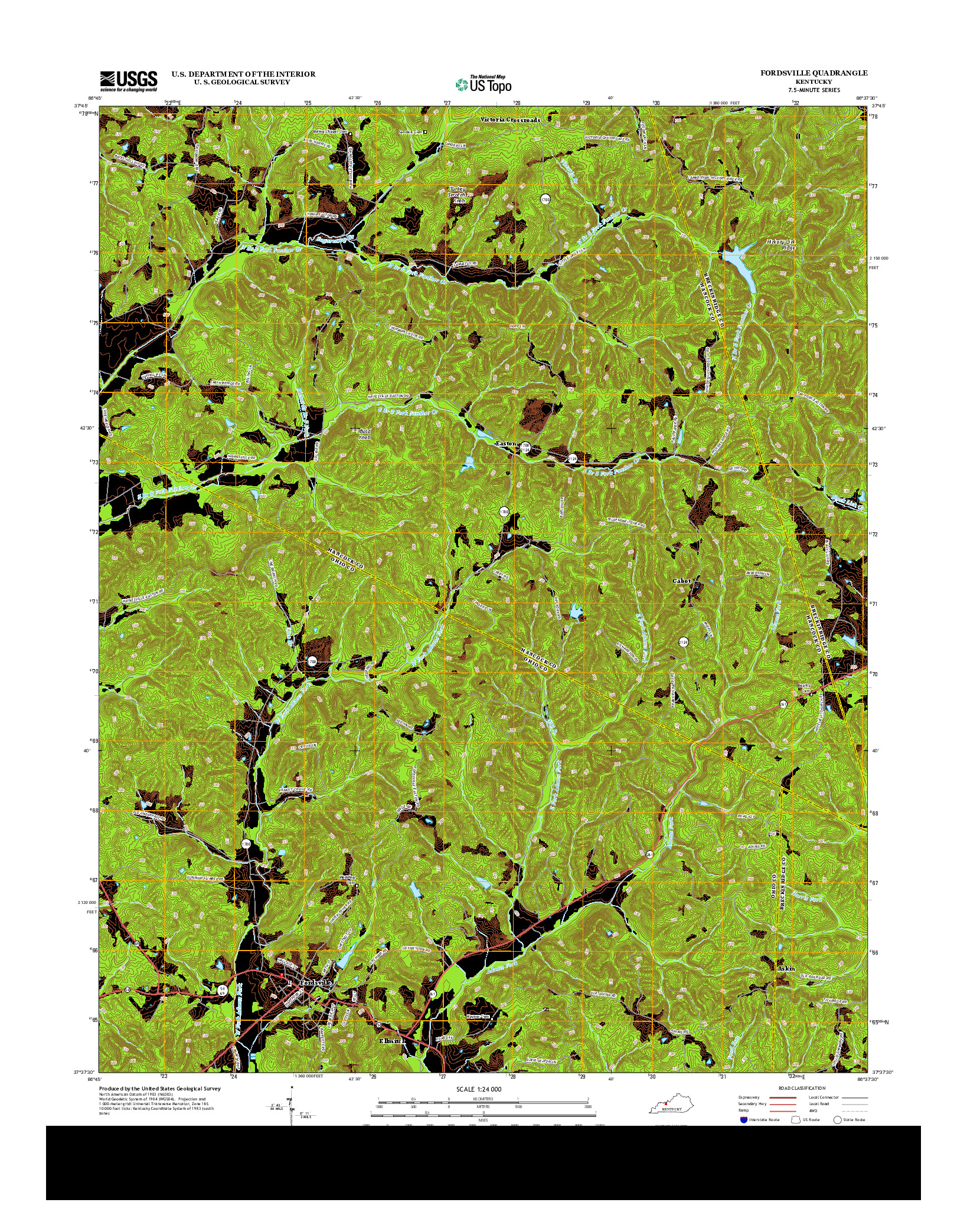 USGS US TOPO 7.5-MINUTE MAP FOR FORDSVILLE, KY 2013