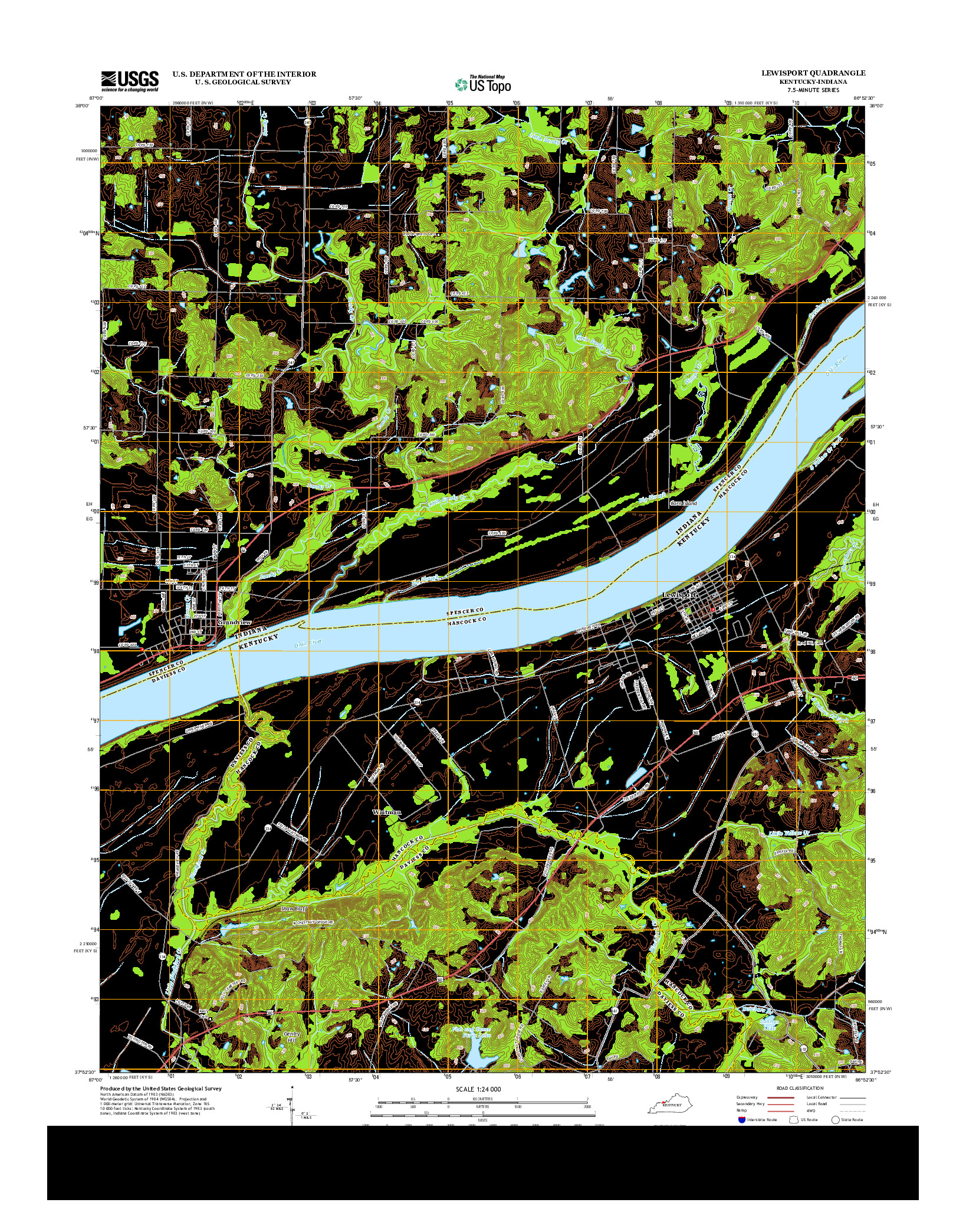 USGS US TOPO 7.5-MINUTE MAP FOR LEWISPORT, KY-IN 2013