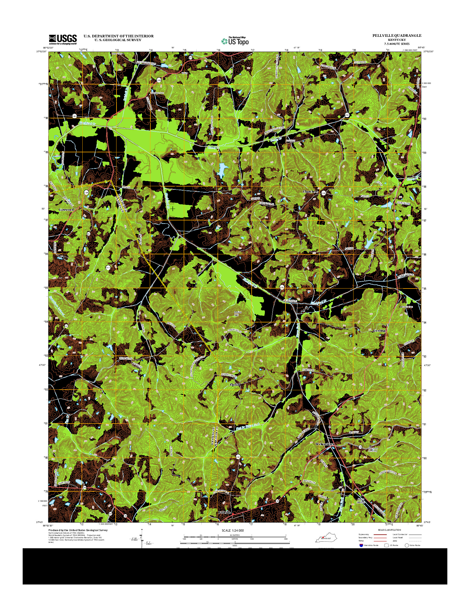 USGS US TOPO 7.5-MINUTE MAP FOR PELLVILLE, KY 2013