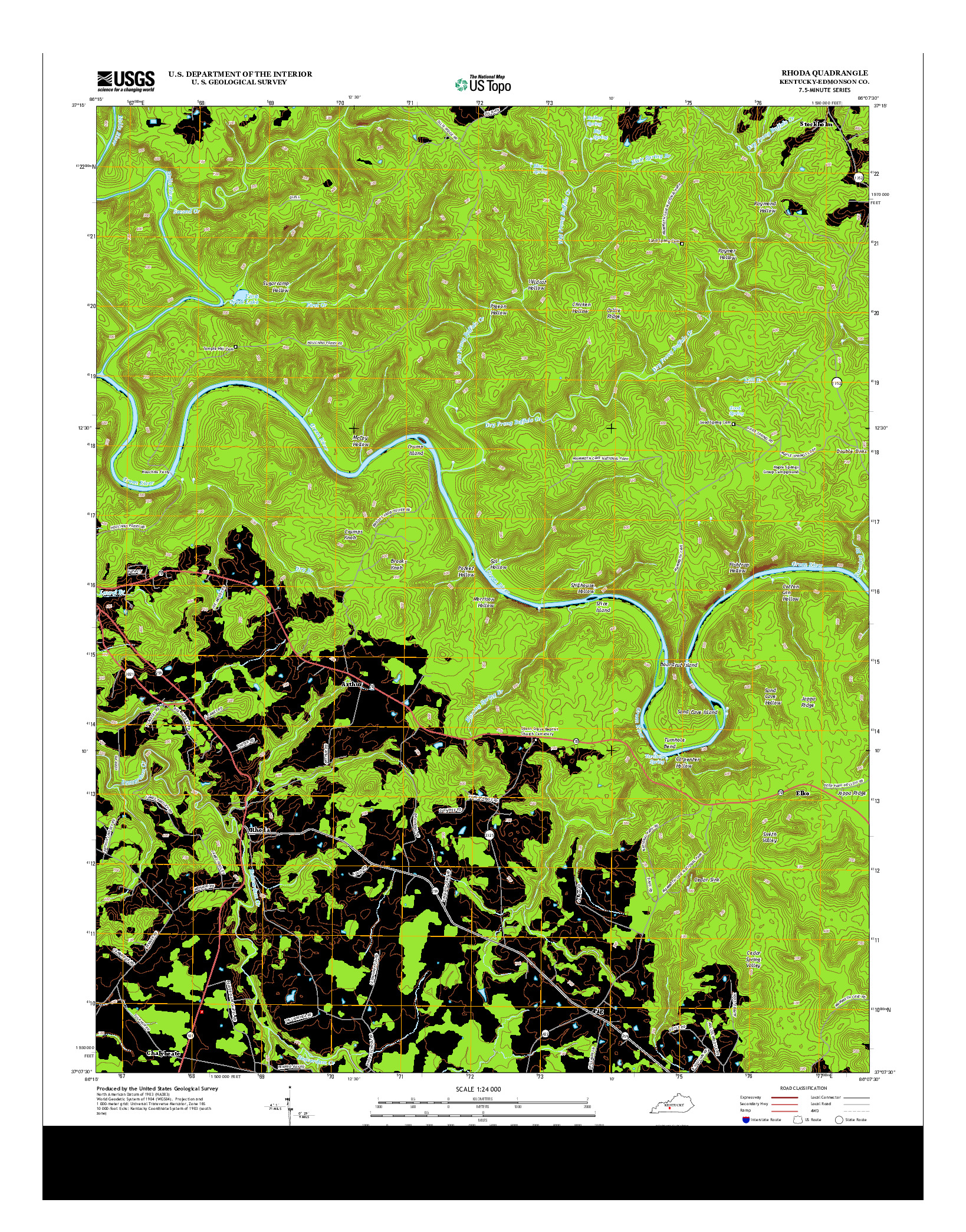 USGS US TOPO 7.5-MINUTE MAP FOR RHODA, KY 2013