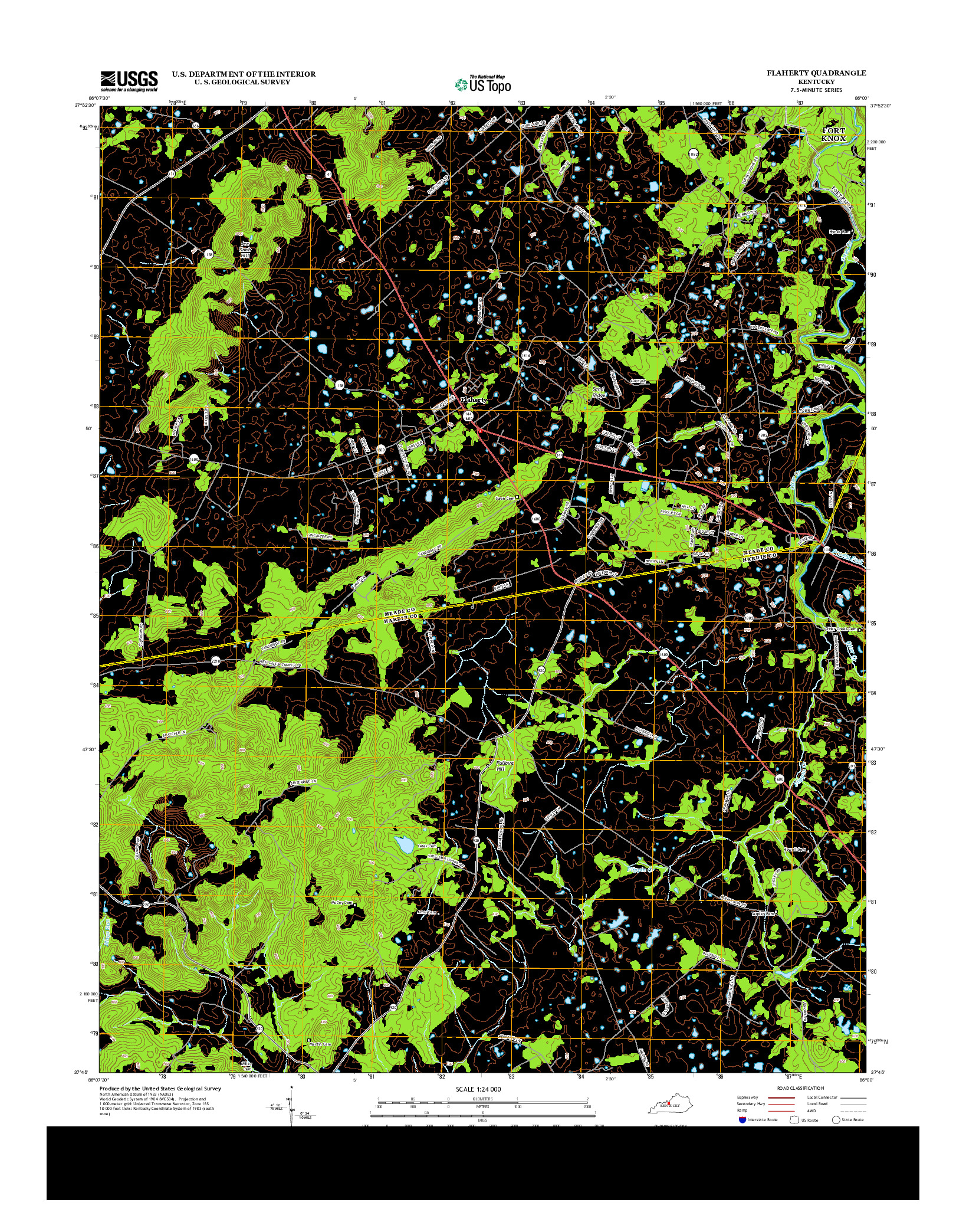 USGS US TOPO 7.5-MINUTE MAP FOR FLAHERTY, KY 2013