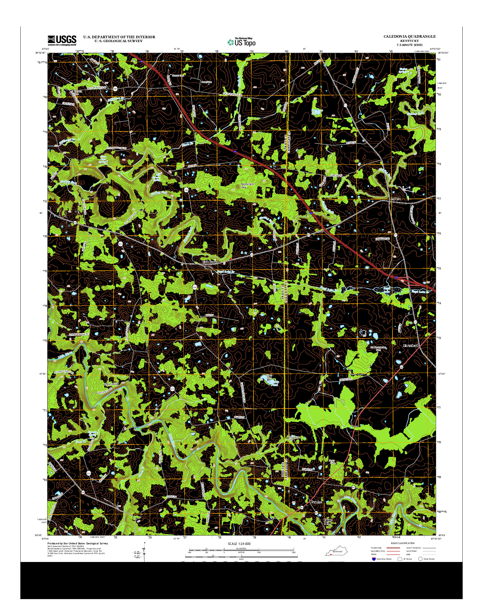 USGS US TOPO 7.5-MINUTE MAP FOR CALEDONIA, KY 2013