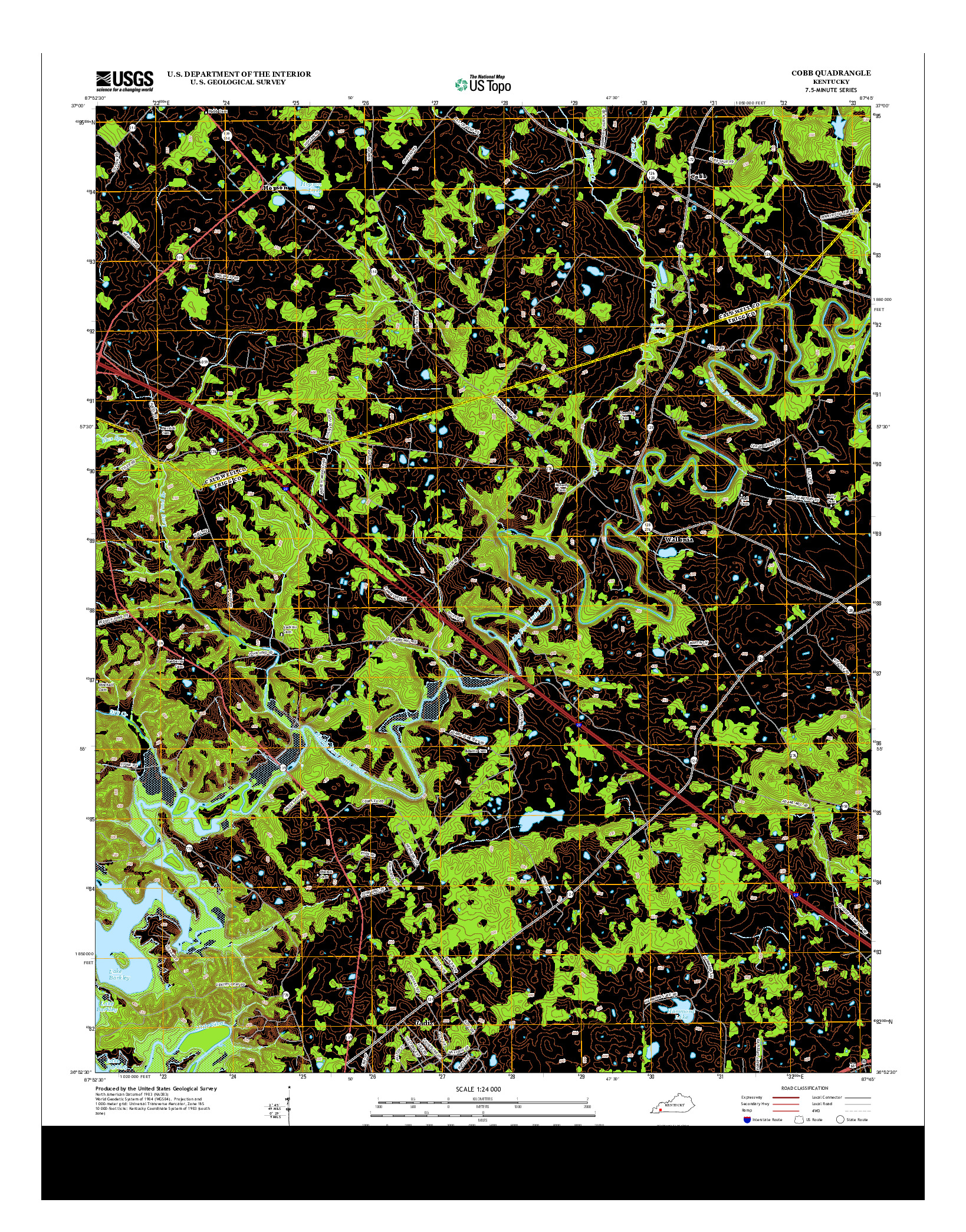 USGS US TOPO 7.5-MINUTE MAP FOR COBB, KY 2013