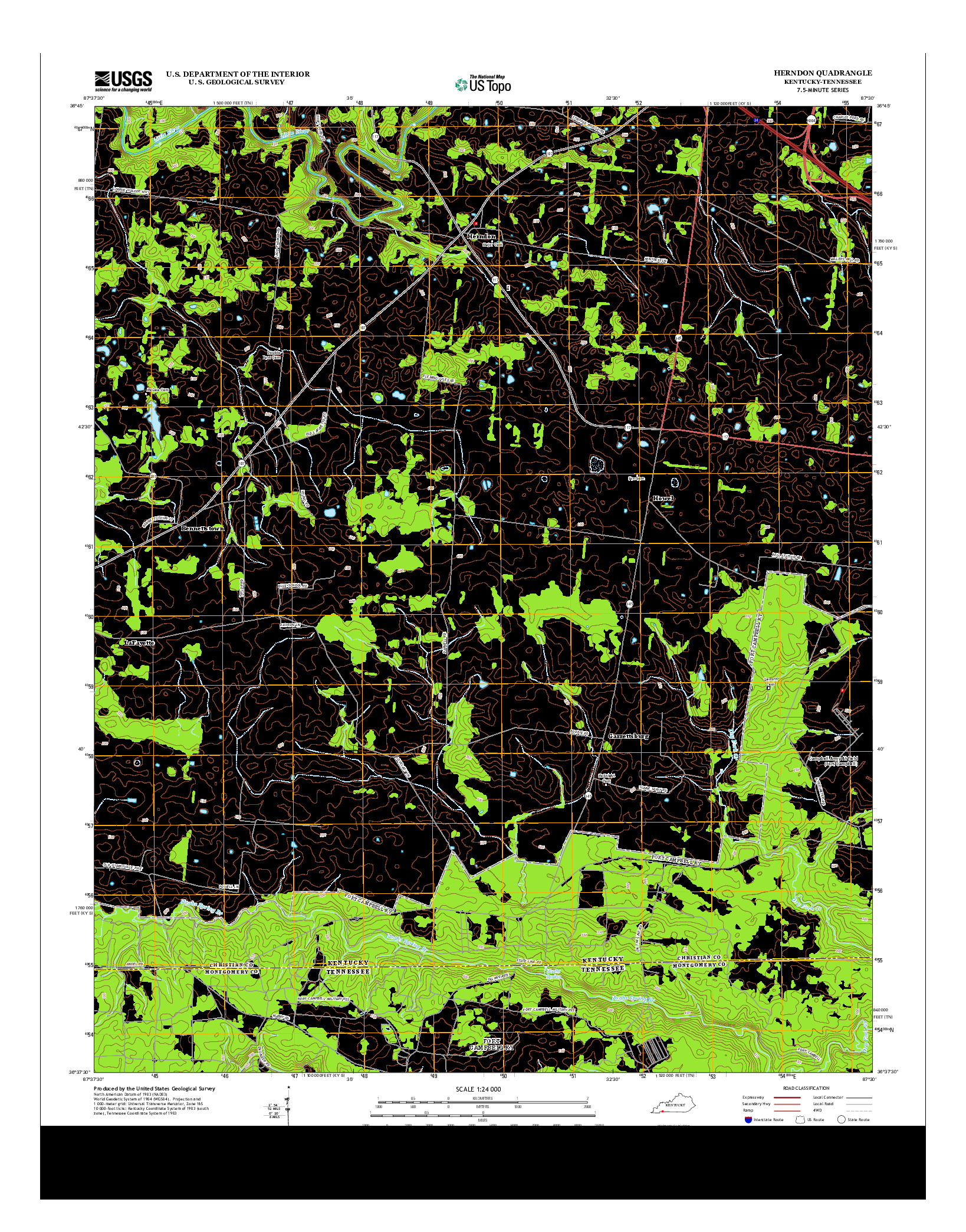 USGS US TOPO 7.5-MINUTE MAP FOR HERNDON, KY-TN 2013