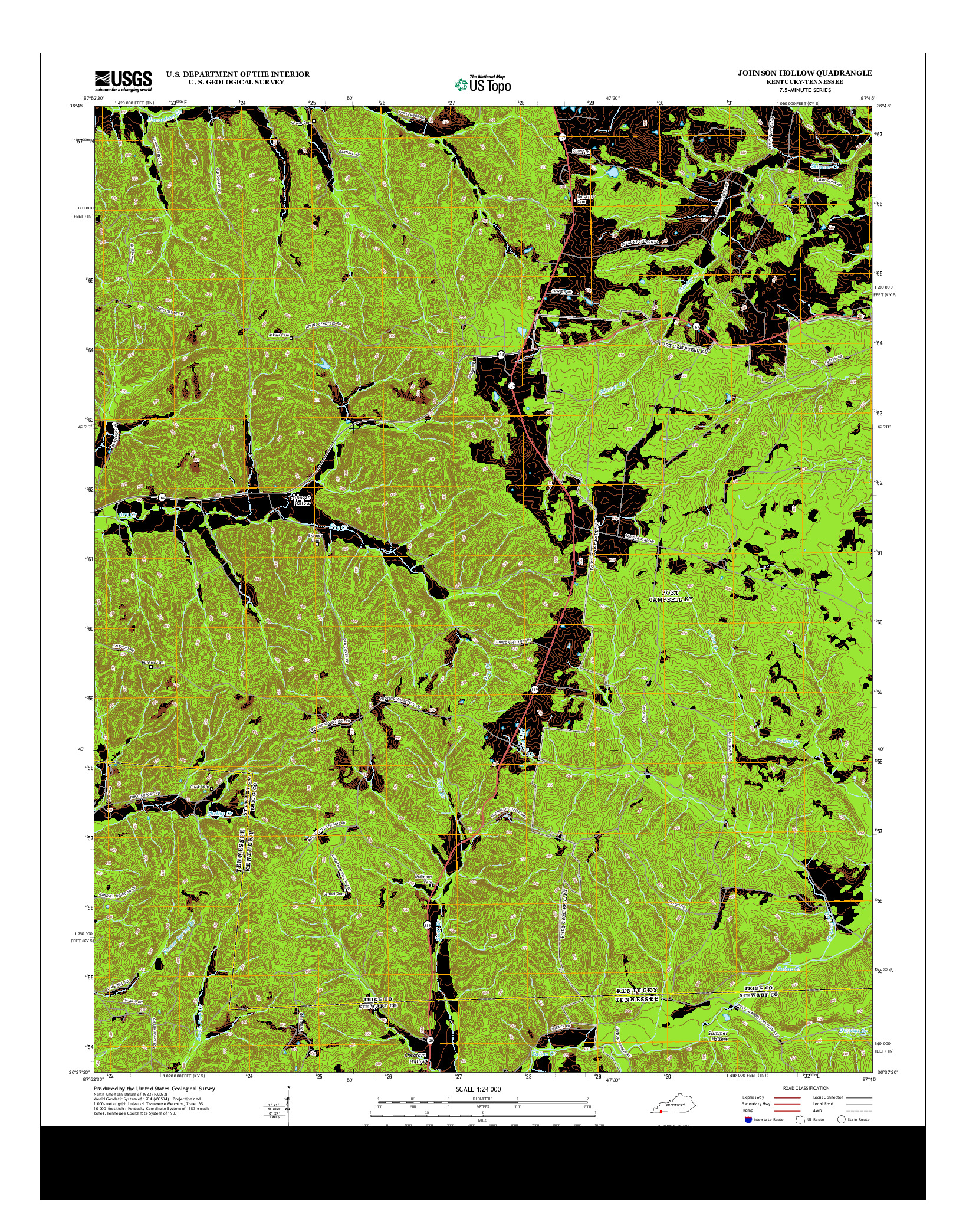 USGS US TOPO 7.5-MINUTE MAP FOR JOHNSON HOLLOW, KY-TN 2013