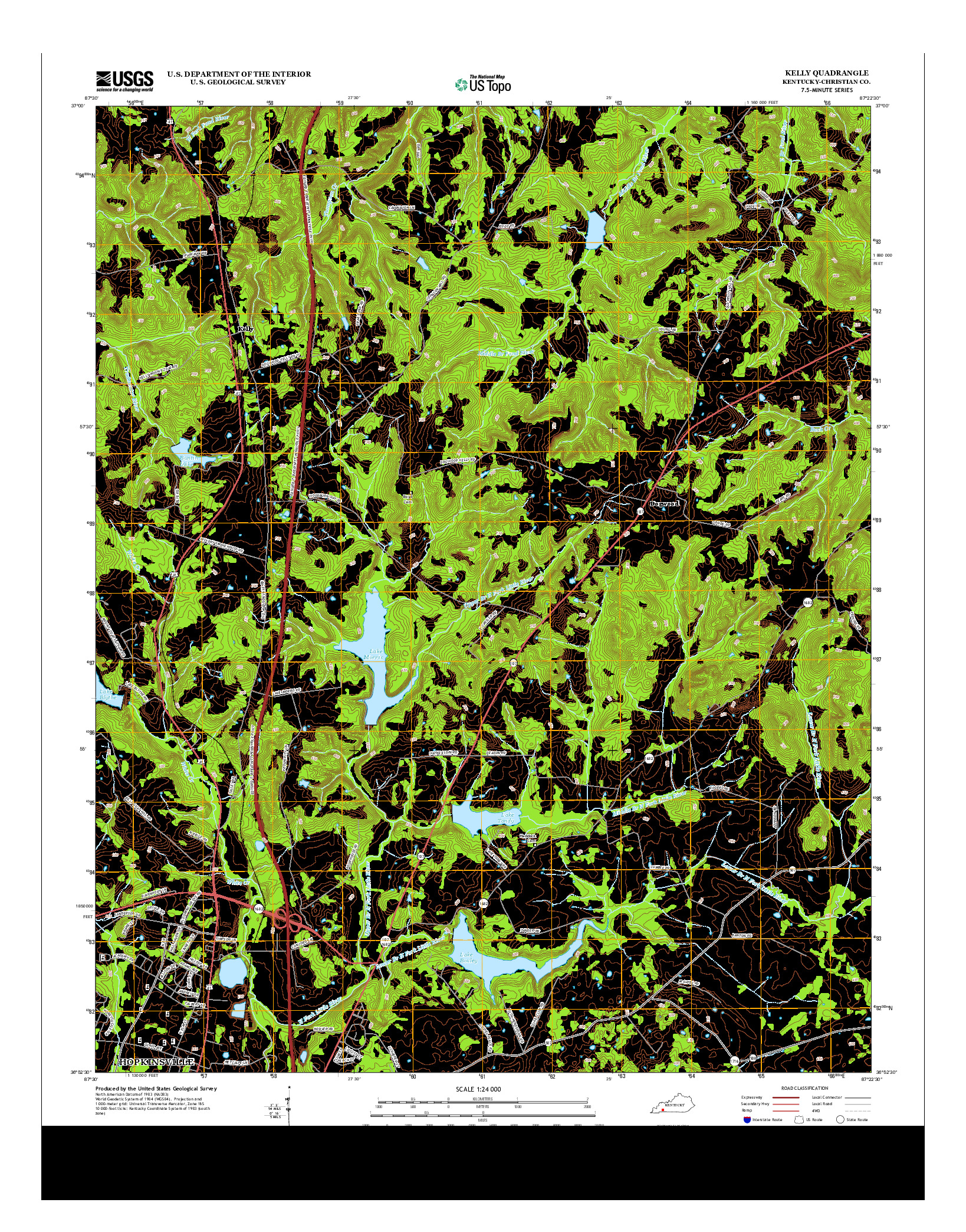 USGS US TOPO 7.5-MINUTE MAP FOR KELLY, KY 2013