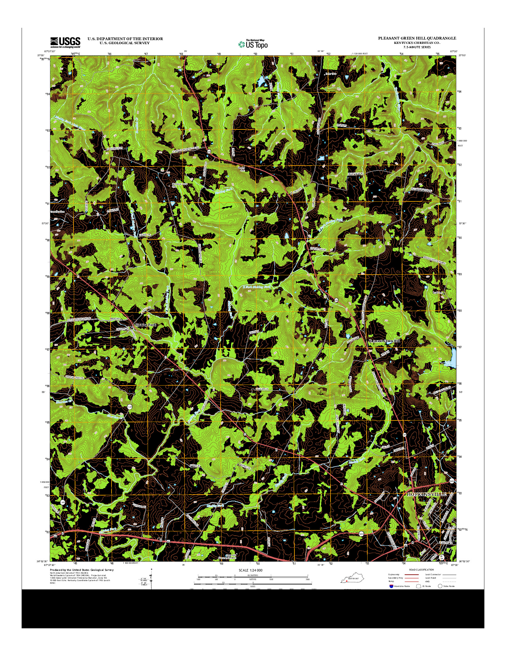 USGS US TOPO 7.5-MINUTE MAP FOR PLEASANT GREEN HILL, KY 2013