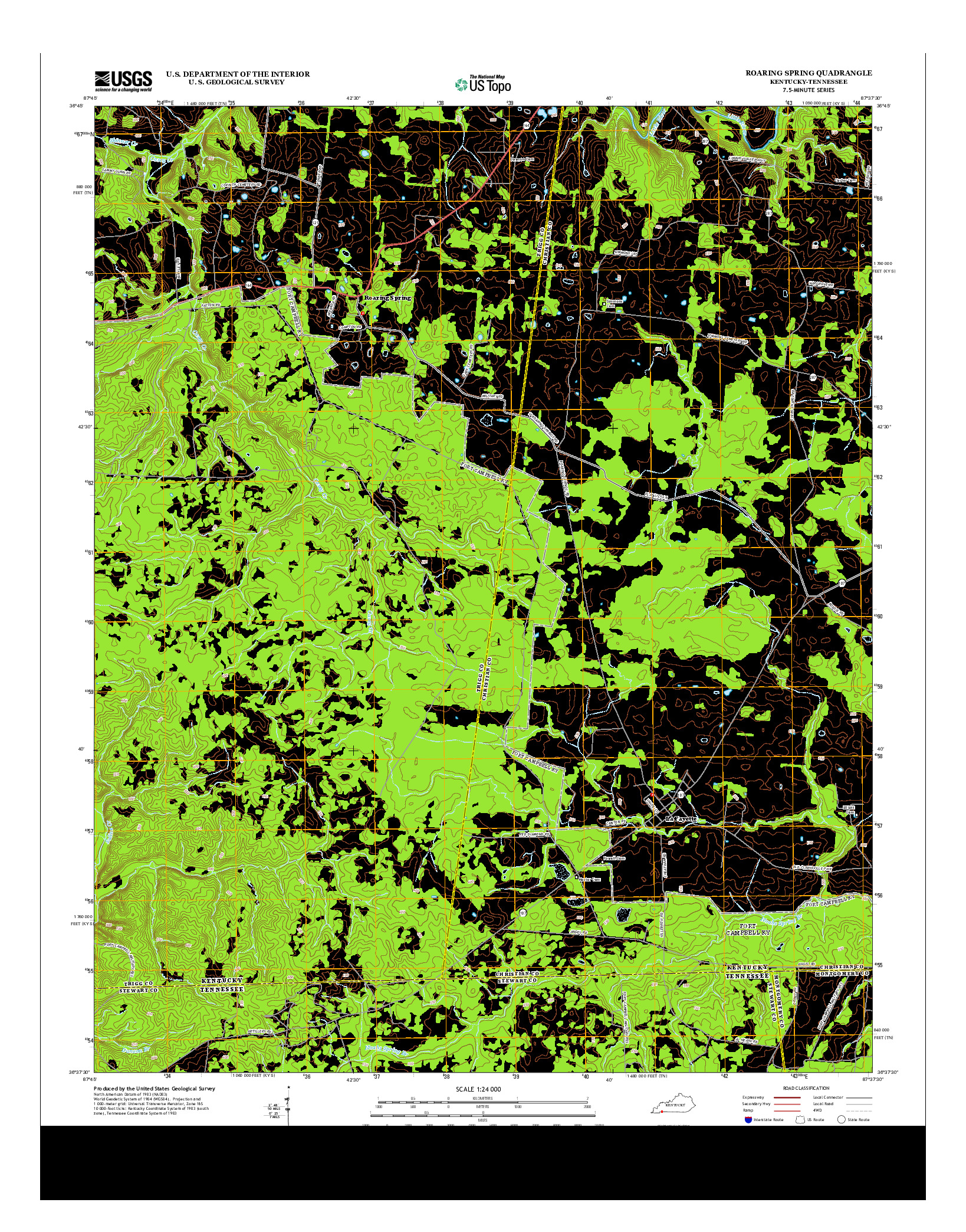 USGS US TOPO 7.5-MINUTE MAP FOR ROARING SPRING, KY-TN 2013