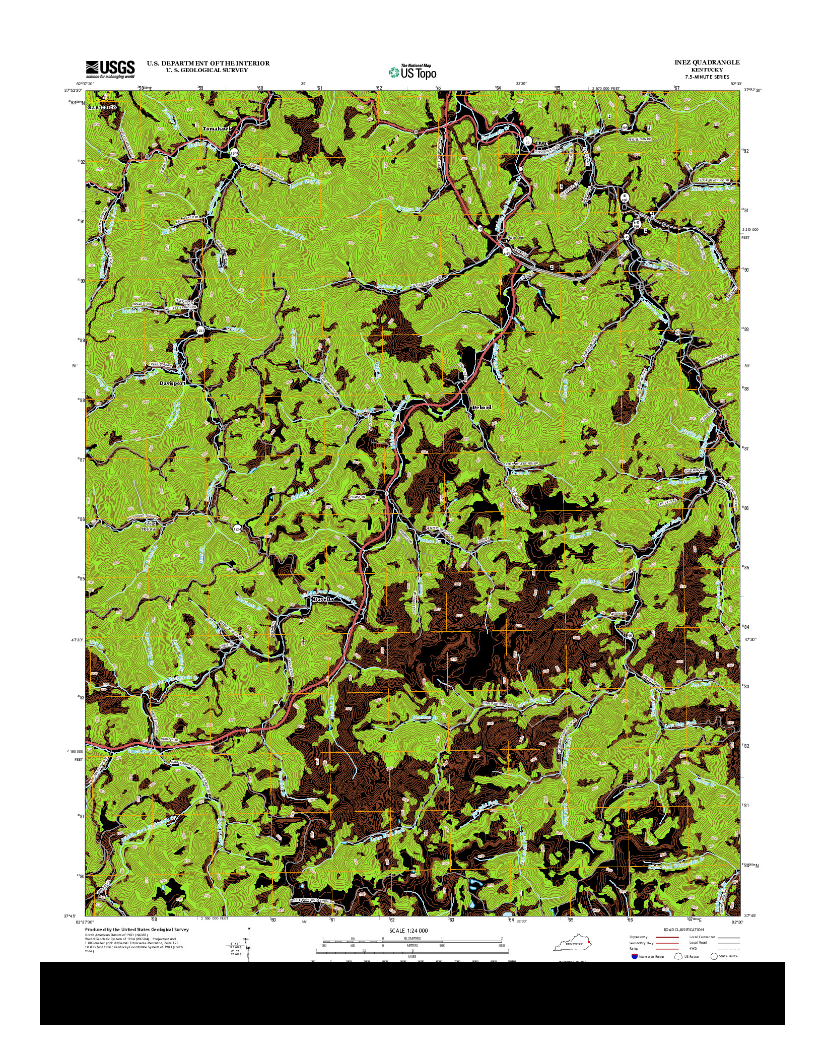 USGS US TOPO 7.5-MINUTE MAP FOR INEZ, KY 2013