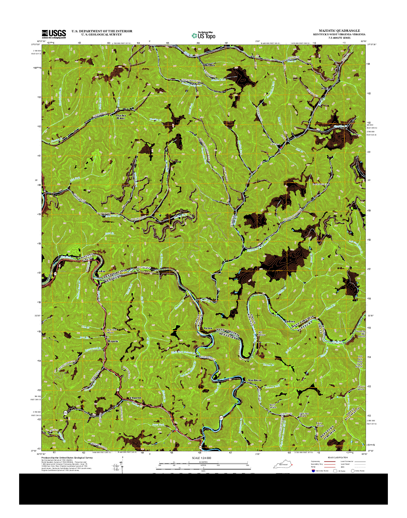 USGS US TOPO 7.5-MINUTE MAP FOR MAJESTIC, KY-WV-VA 2013