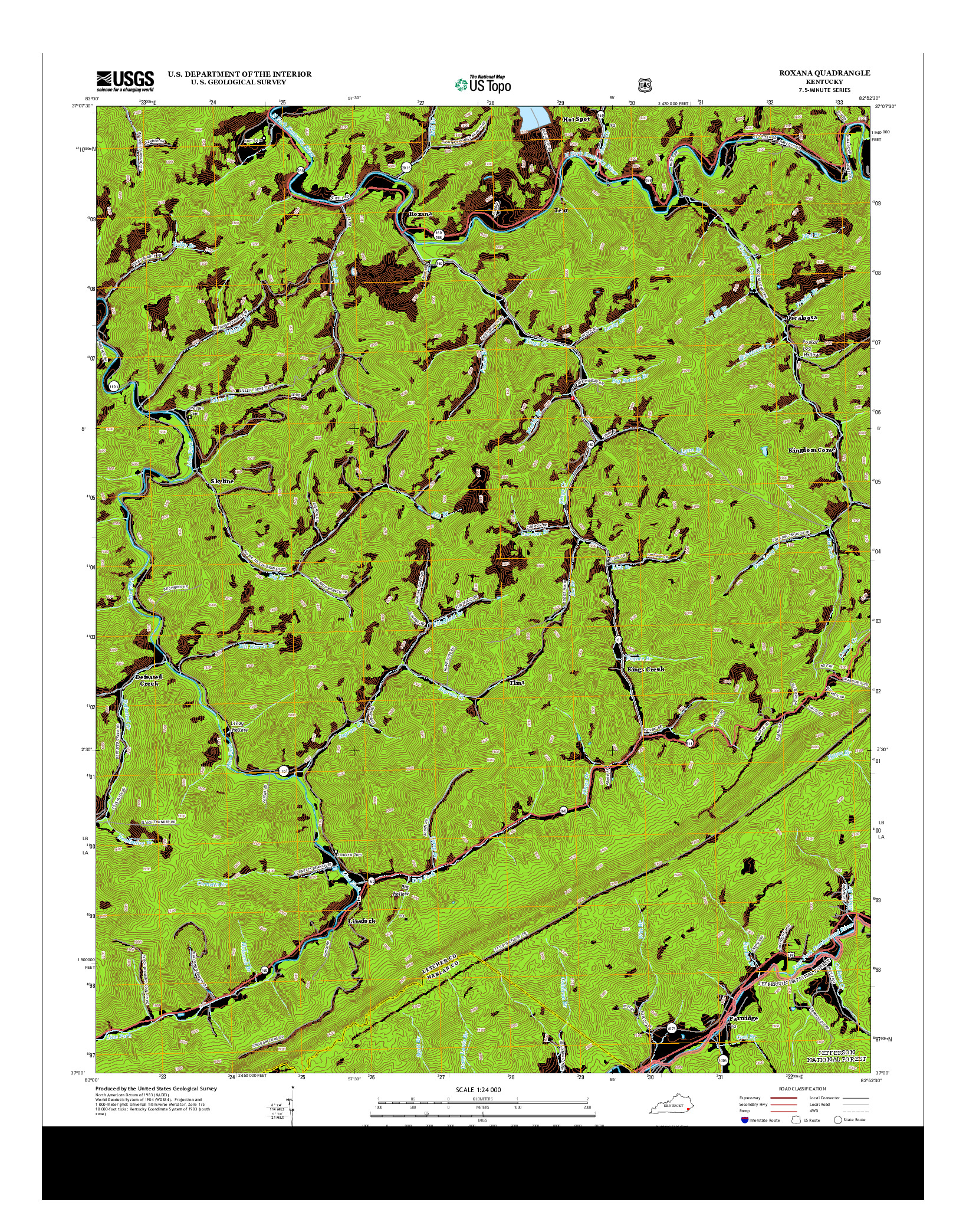 USGS US TOPO 7.5-MINUTE MAP FOR ROXANA, KY 2013