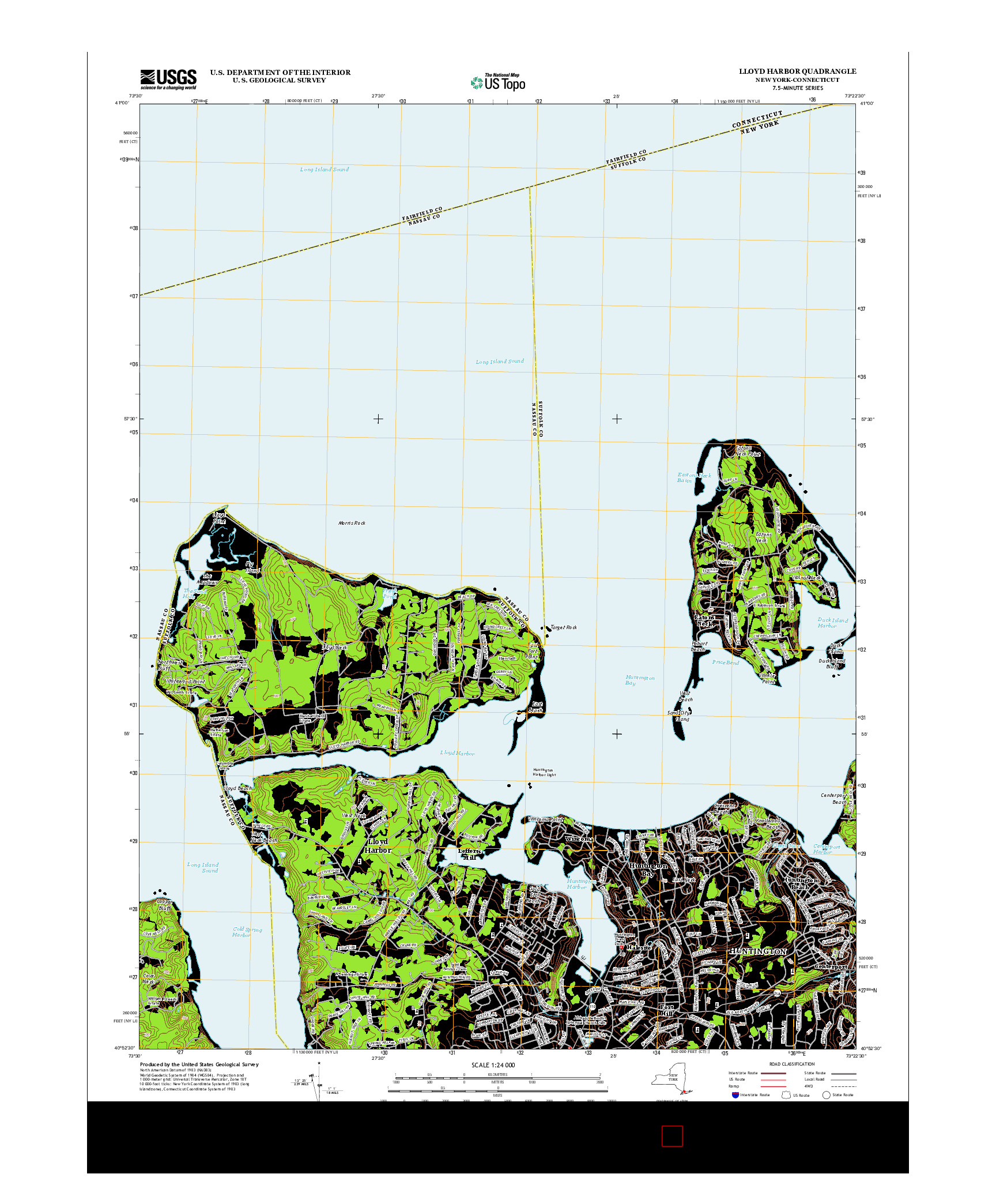 USGS US TOPO 7.5-MINUTE MAP FOR LLOYD HARBOR, NY-CT 2013