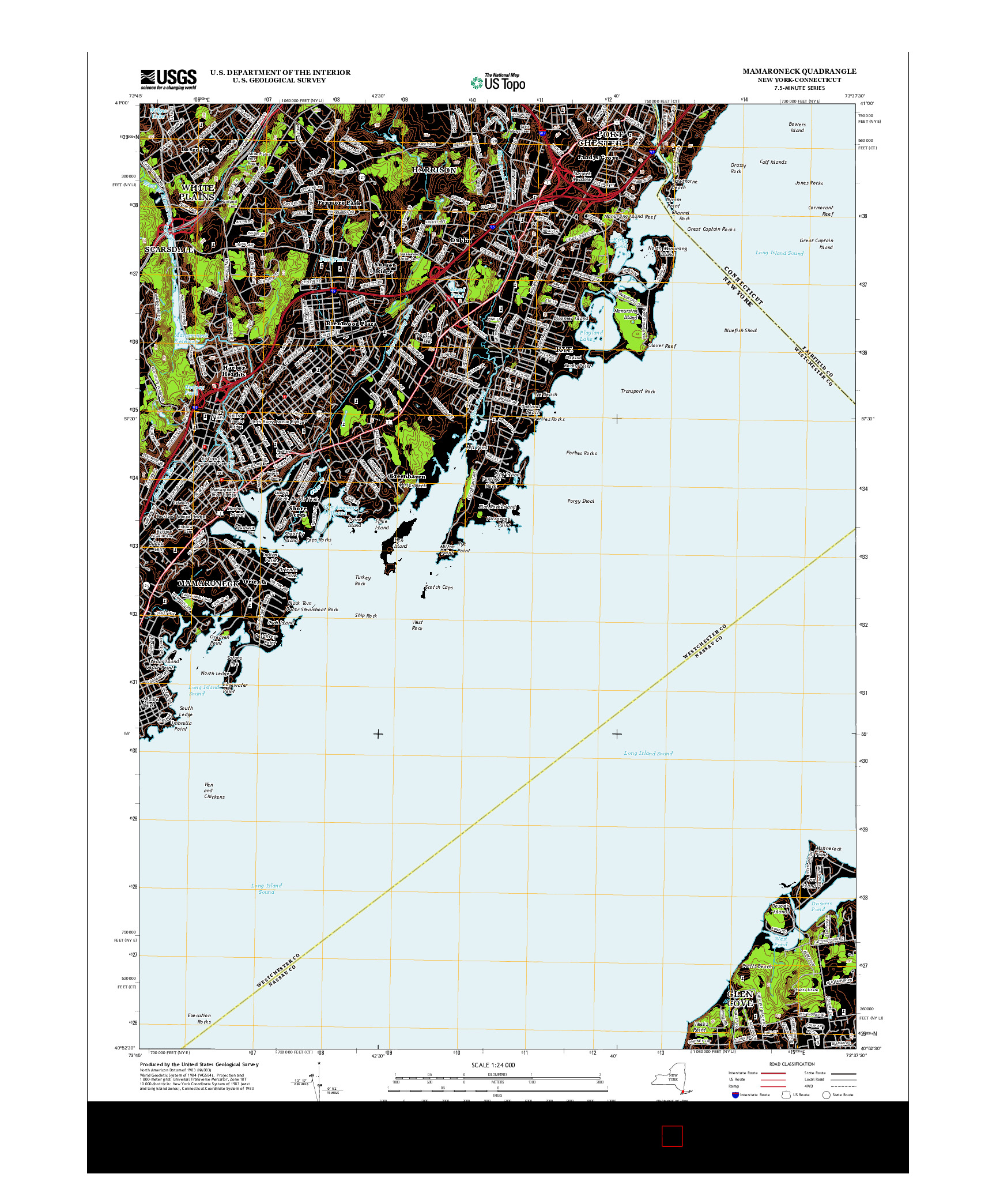 USGS US TOPO 7.5-MINUTE MAP FOR MAMARONECK, NY-CT 2013