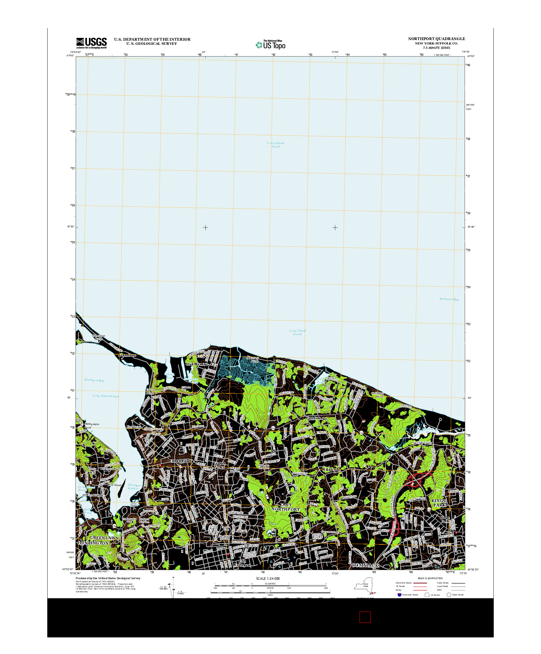 USGS US TOPO 7.5-MINUTE MAP FOR NORTHPORT, NY 2013