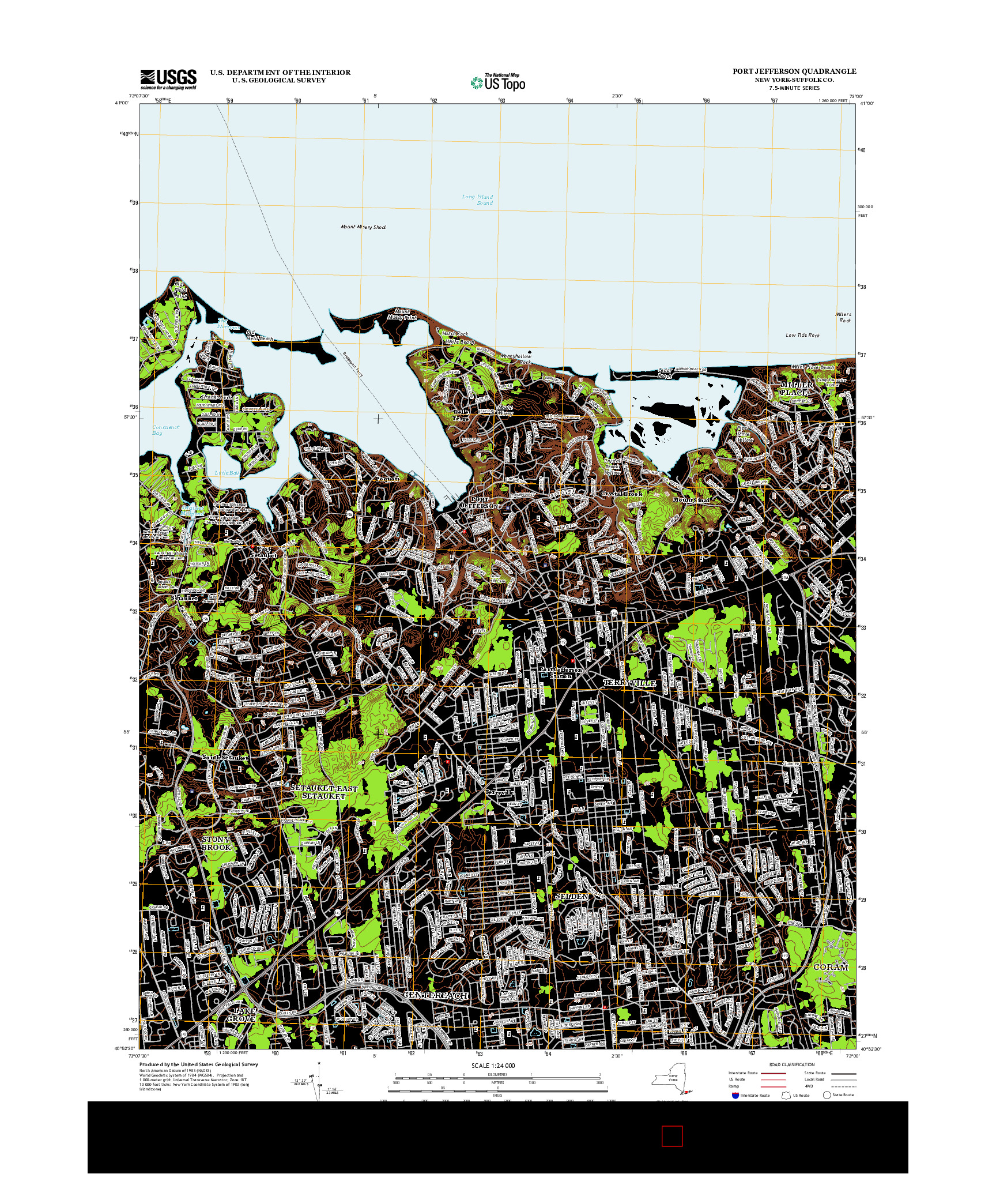 USGS US TOPO 7.5-MINUTE MAP FOR PORT JEFFERSON, NY 2013