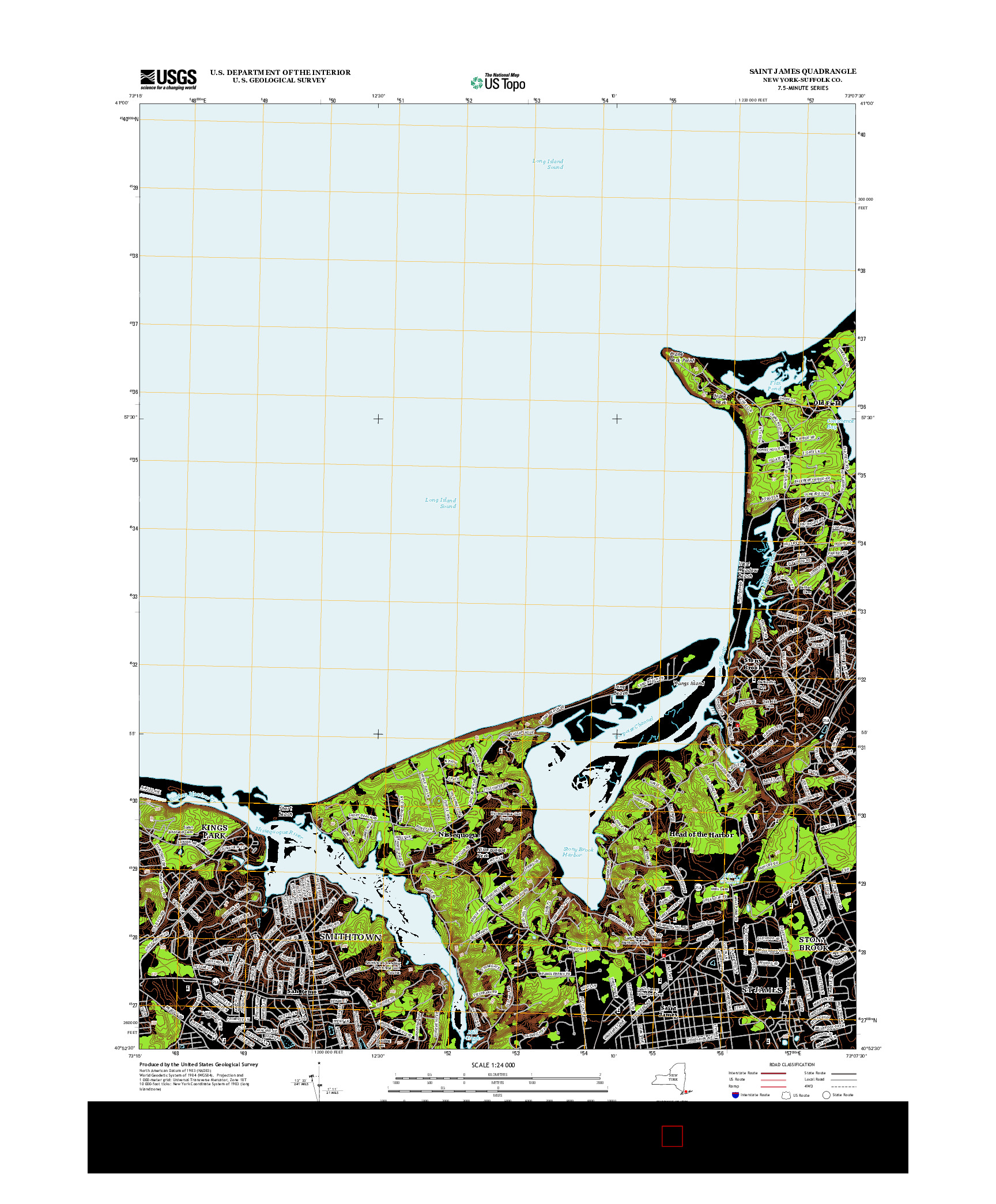 USGS US TOPO 7.5-MINUTE MAP FOR SAINT JAMES, NY 2013