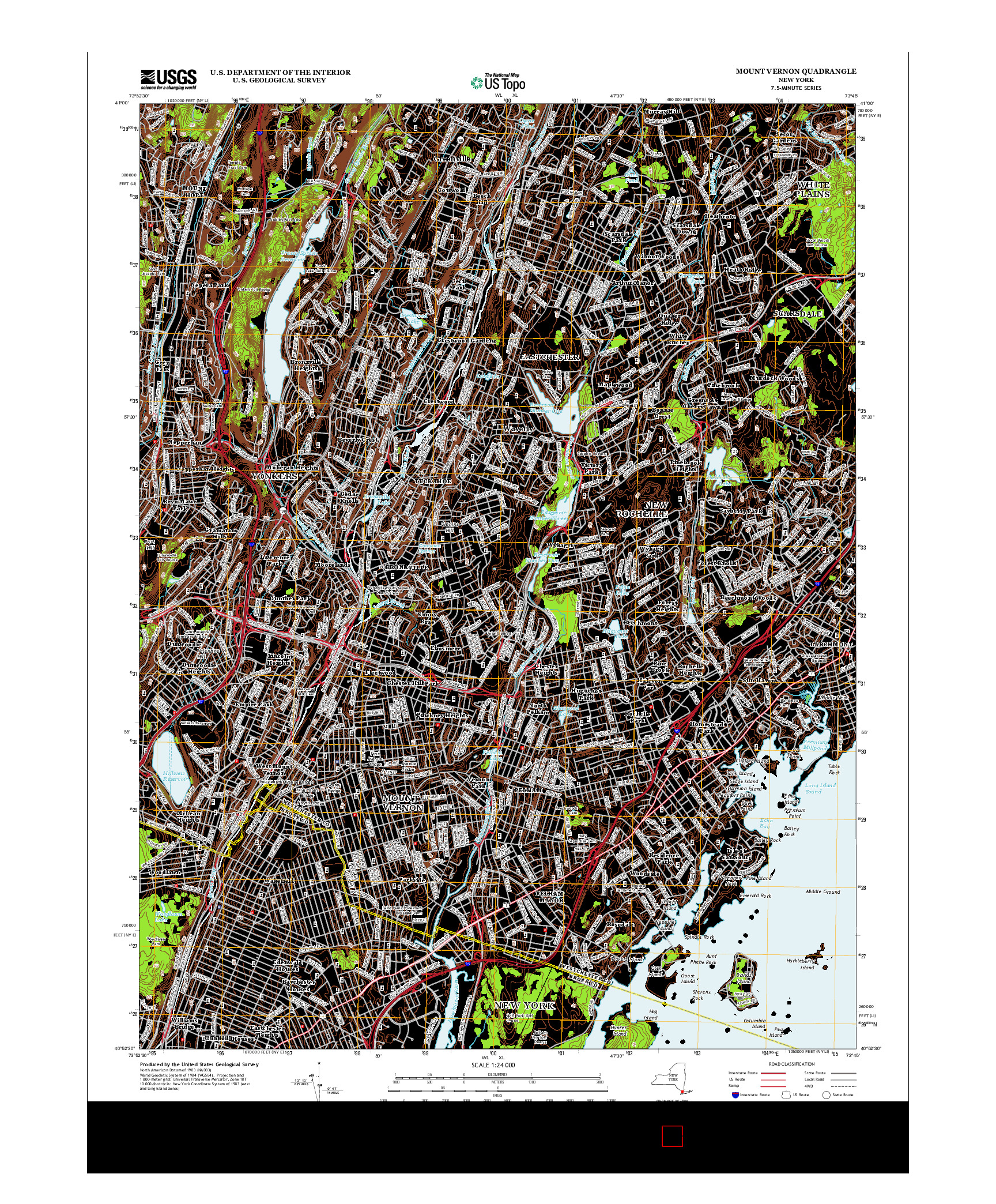 USGS US TOPO 7.5-MINUTE MAP FOR MOUNT VERNON, NY 2013