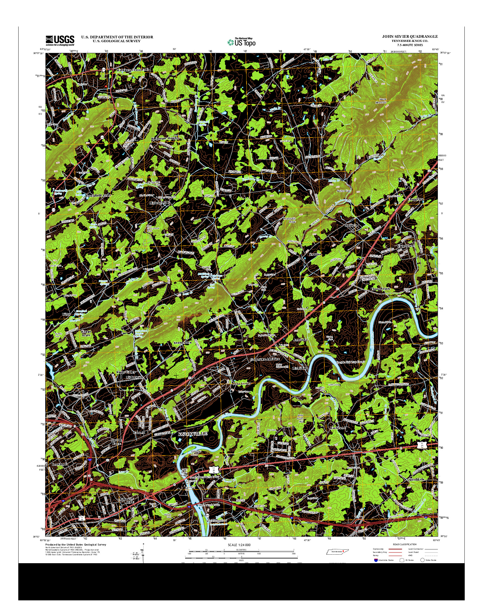 USGS US TOPO 7.5-MINUTE MAP FOR JOHN SEVIER, TN 2013