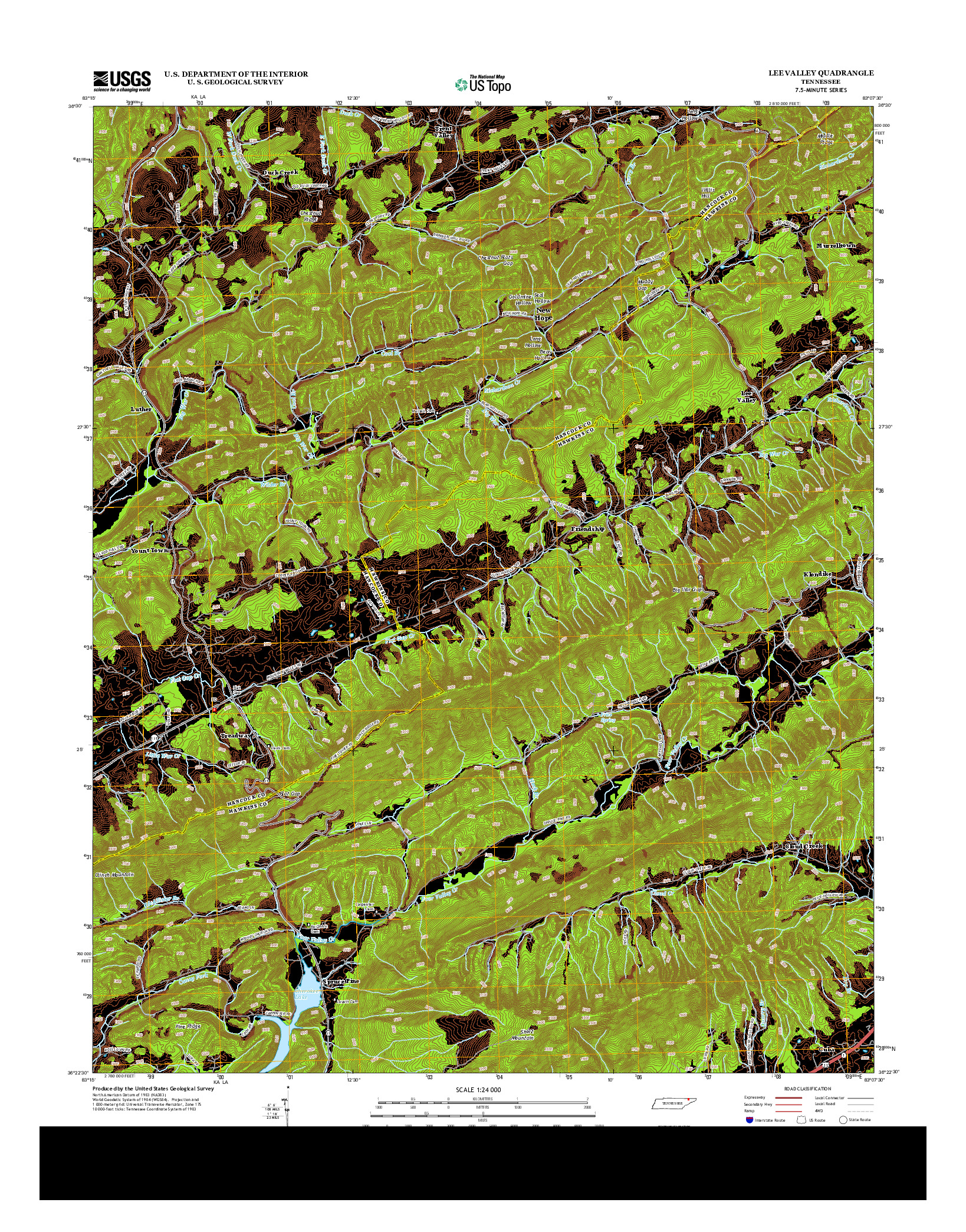 USGS US TOPO 7.5-MINUTE MAP FOR LEE VALLEY, TN 2013