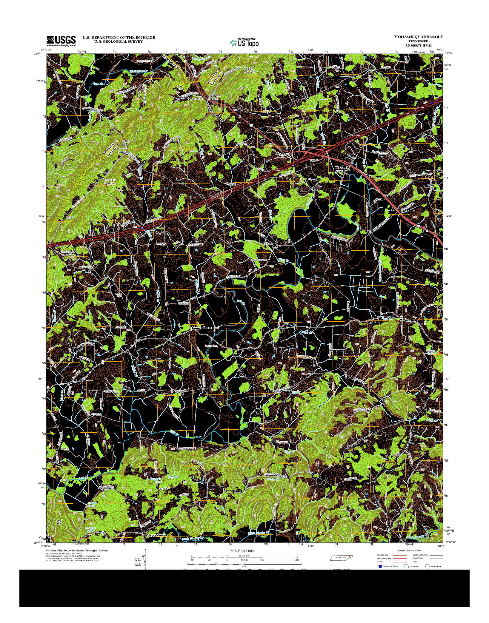 USGS US TOPO 7.5-MINUTE MAP FOR MOHAWK, TN 2013