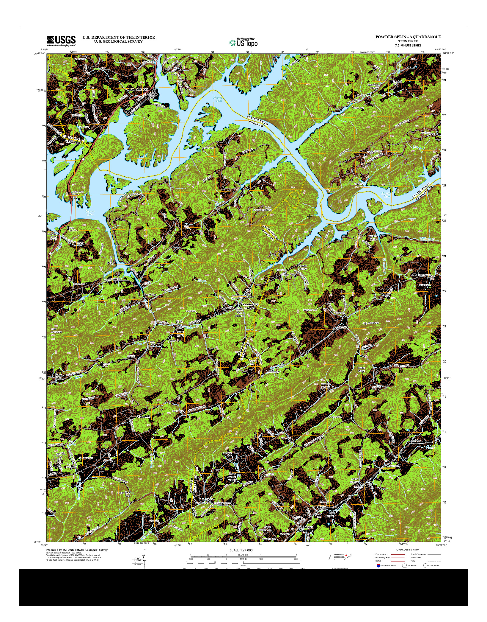 USGS US TOPO 7.5-MINUTE MAP FOR POWDER SPRINGS, TN 2013