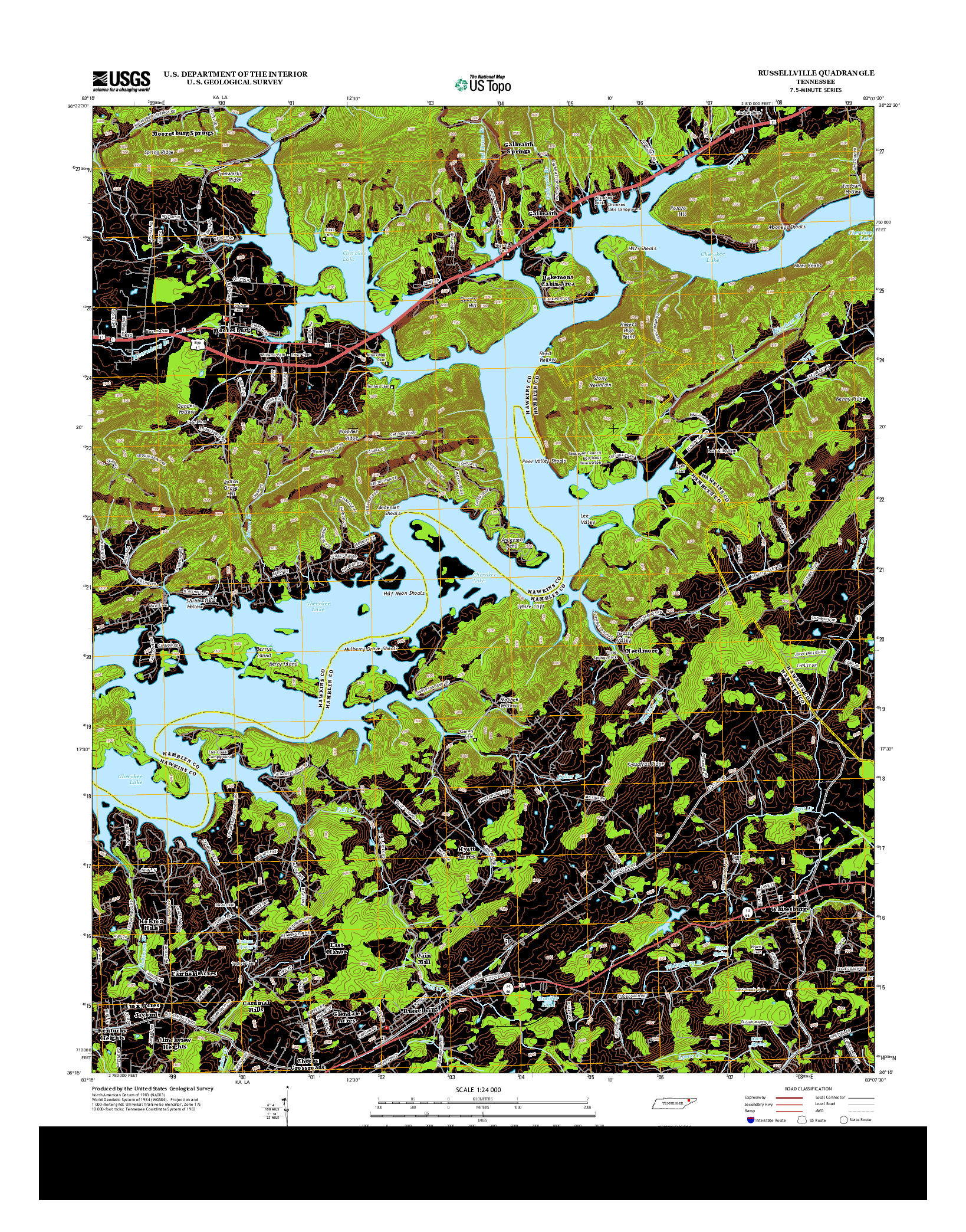 USGS US TOPO 7.5-MINUTE MAP FOR RUSSELLVILLE, TN 2013