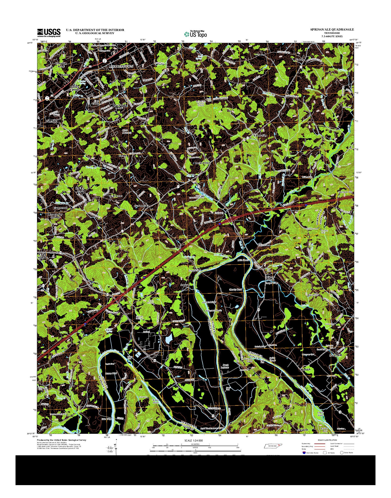 USGS US TOPO 7.5-MINUTE MAP FOR SPRINGVALE, TN 2013