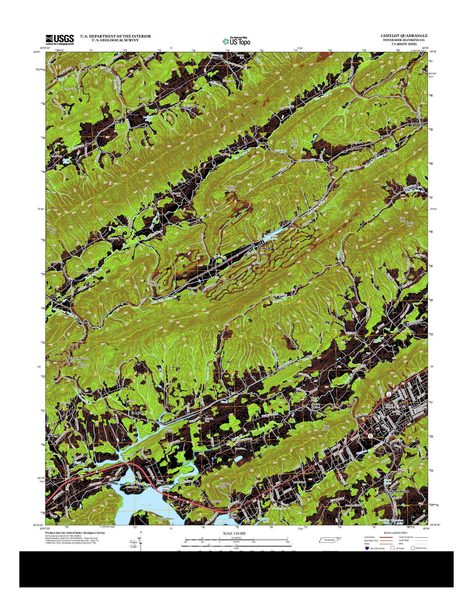 USGS US TOPO 7.5-MINUTE MAP FOR CAMELOT, TN 2013