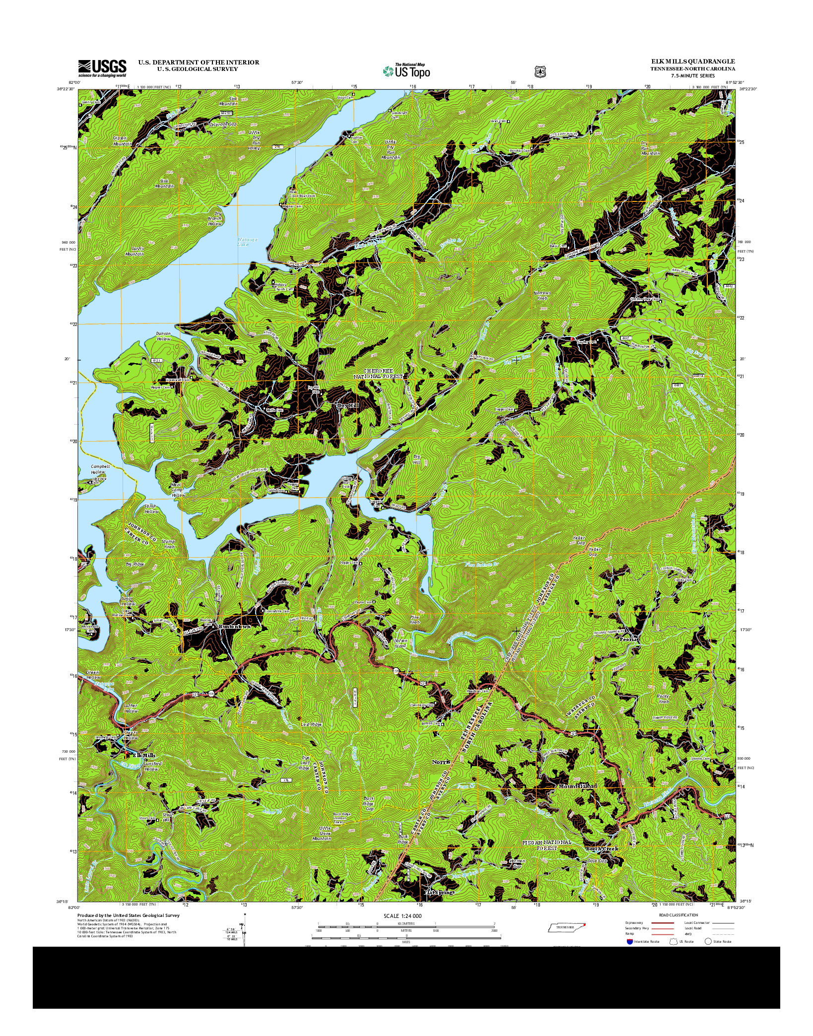 USGS US TOPO 7.5-MINUTE MAP FOR ELK MILLS, TN-NC 2013