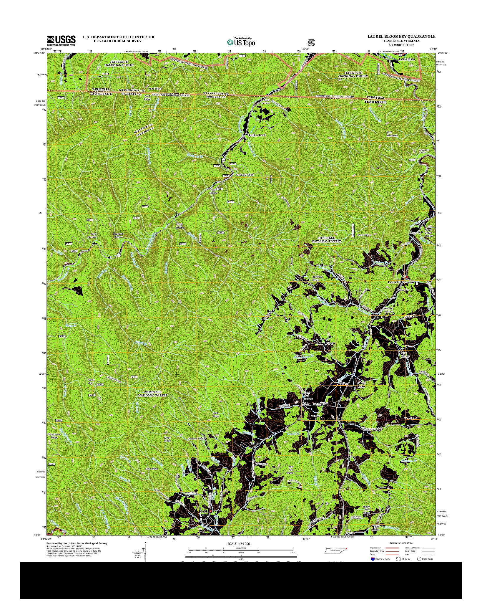 USGS US TOPO 7.5-MINUTE MAP FOR LAUREL BLOOMERY, TN-VA 2013